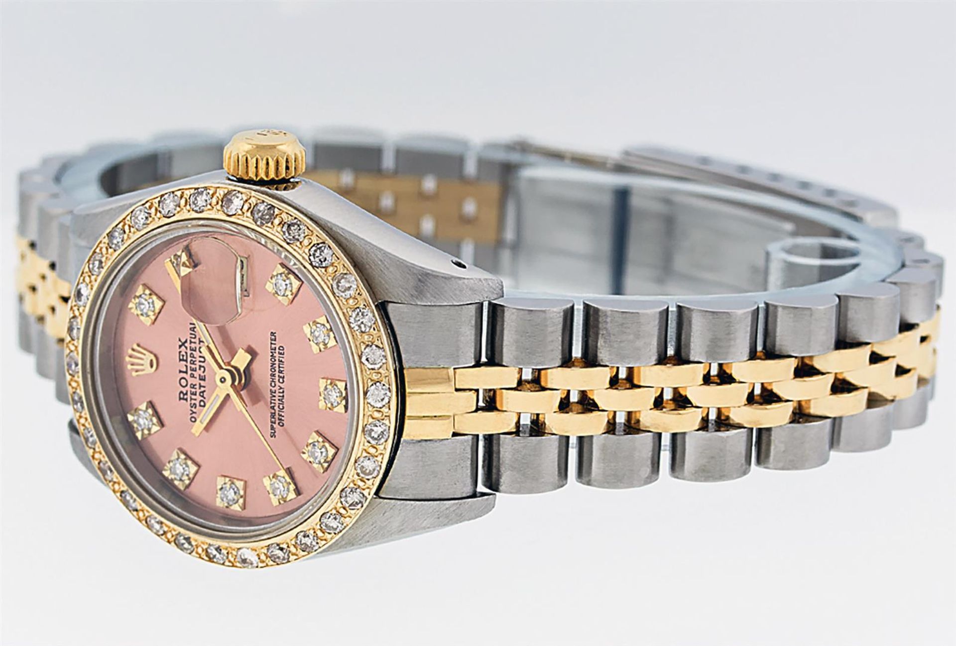 Rolex Ladies 2 Tone Salmon Diamond Oyster Perpetual Datejust Wristwatch - Image 5 of 9