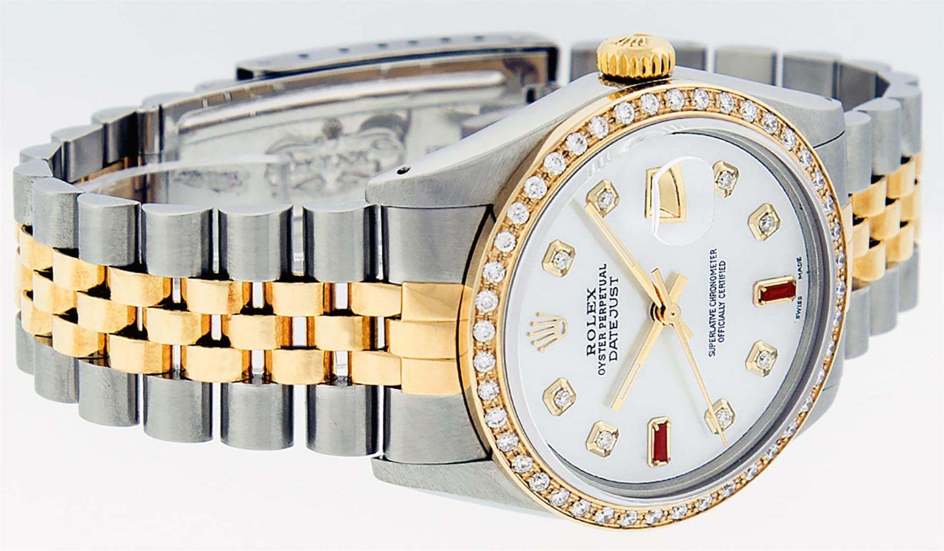 Rolex Mens 2 Tone Mother Of Pearl Diamond 36MM Oyster Perpetual Datejust - Image 7 of 9