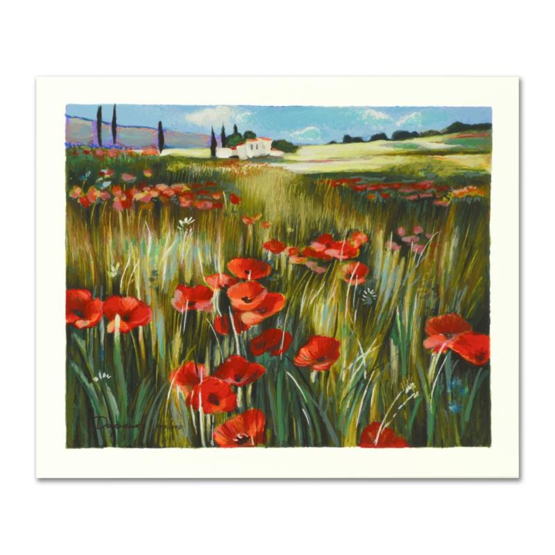 Yuri Dupond, "Red Meadow" Limited Edition Serigraph, Numbered and Hand Signed wi