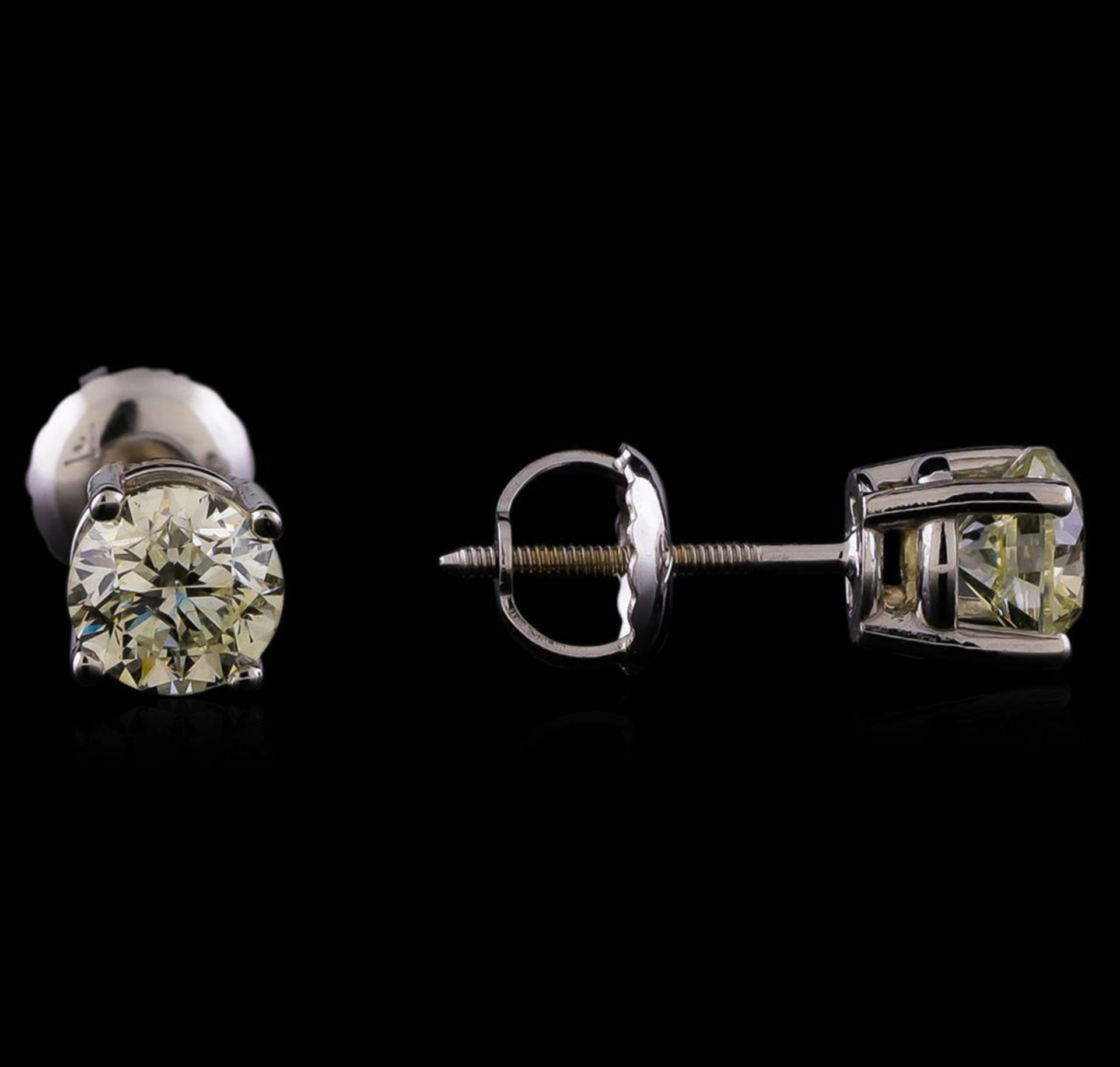 14KT White Gold 1.02 ctw Diamond Solitaire Earrings - Image 2 of 3