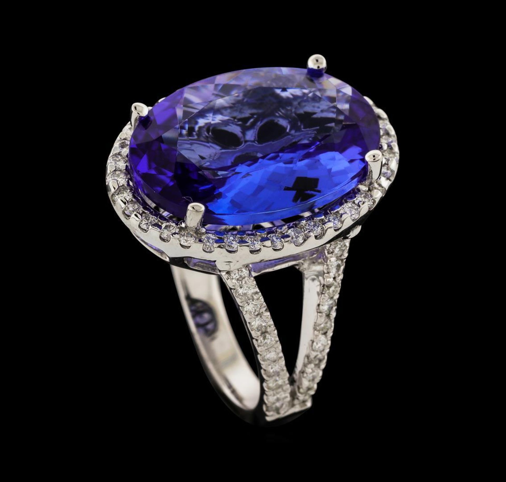 10.86 ctw Tanzanite and Diamond Ring - 14KT White Gold - Image 4 of 5