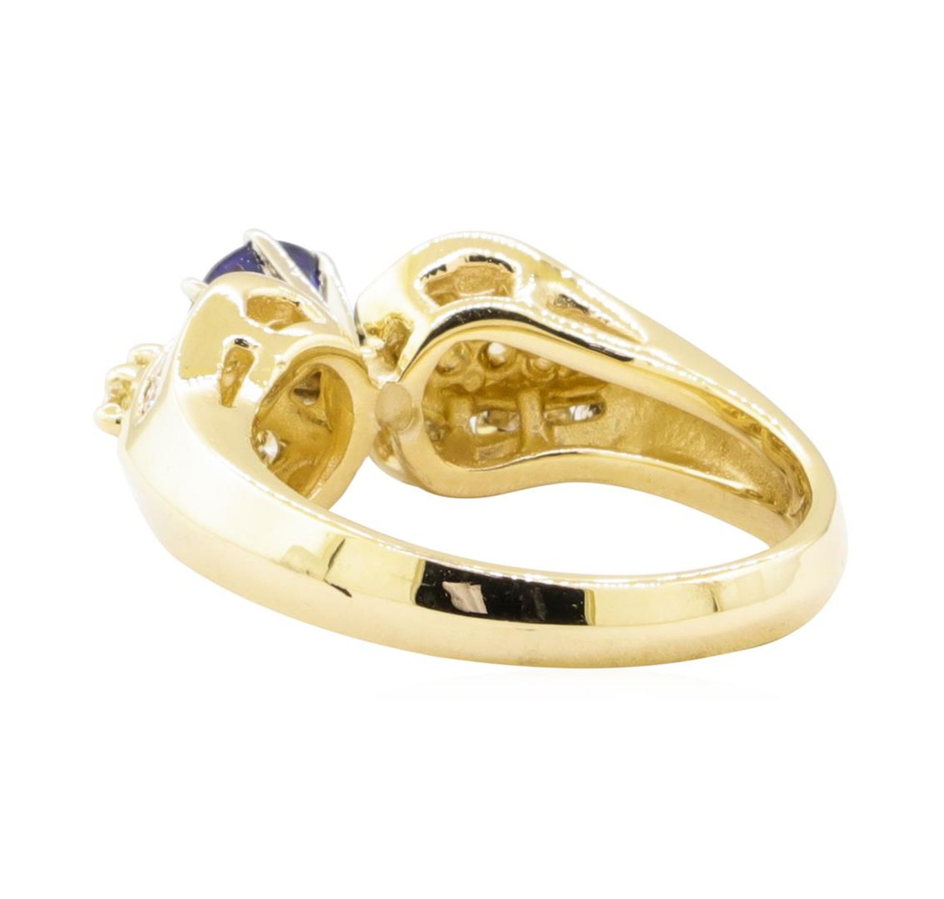 1.05 ctw Blue Sapphire And Diamond Ring - 14KT Yellow Gold - Image 3 of 5