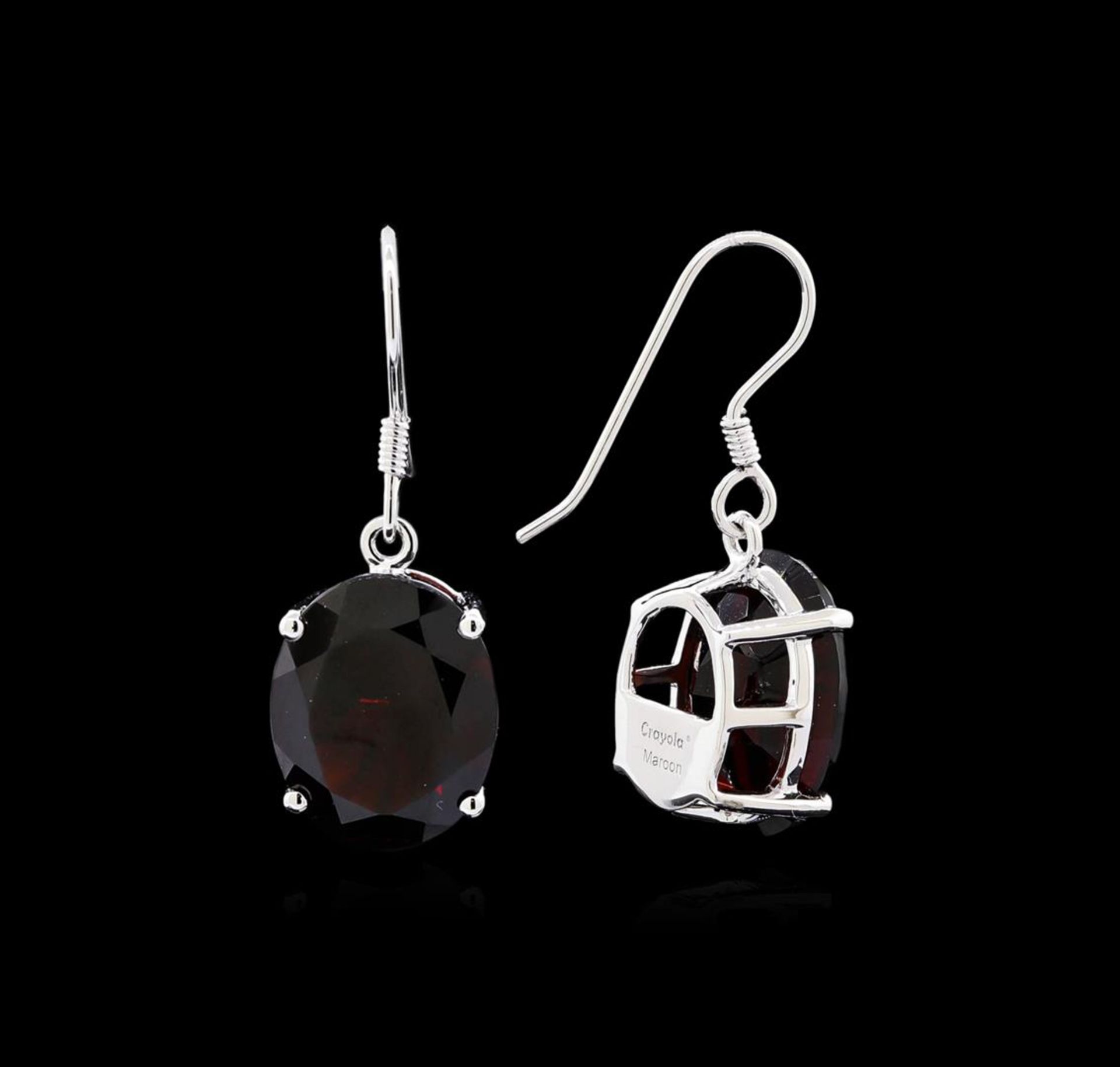 Crayola 22.00 ctw Garnet Earrings - 14K White Gold - Image 2 of 2