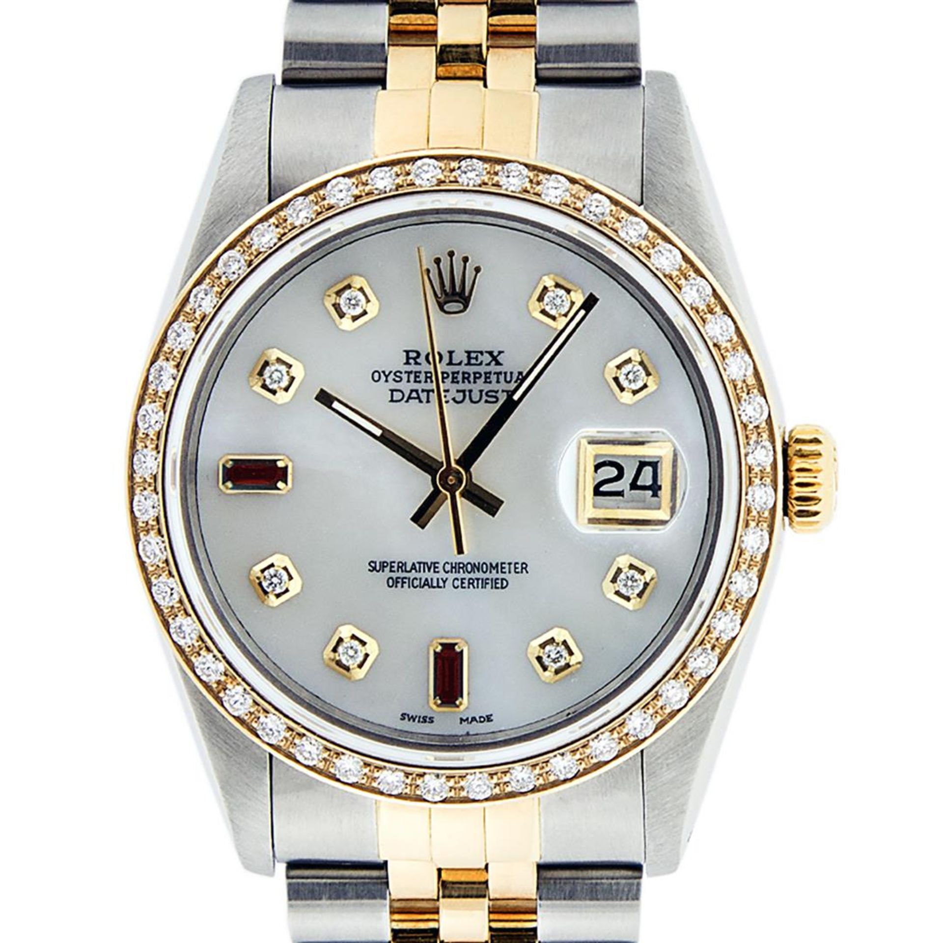 Rolex Mens 2 Tone Mother Of Pearl Diamond 36MM Oyster Perpetual Datejust - Image 5 of 9