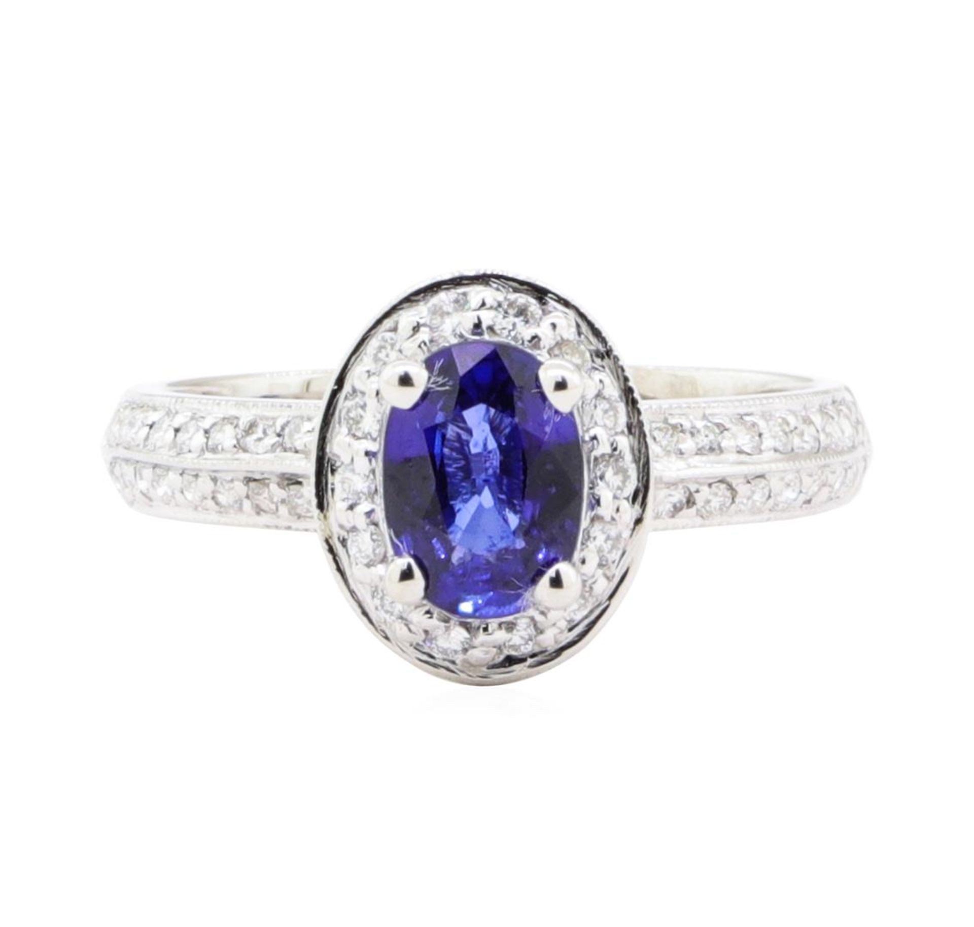 1.35 ctw Sapphire And Diamond Ring - 14KT White Gold - Image 2 of 5