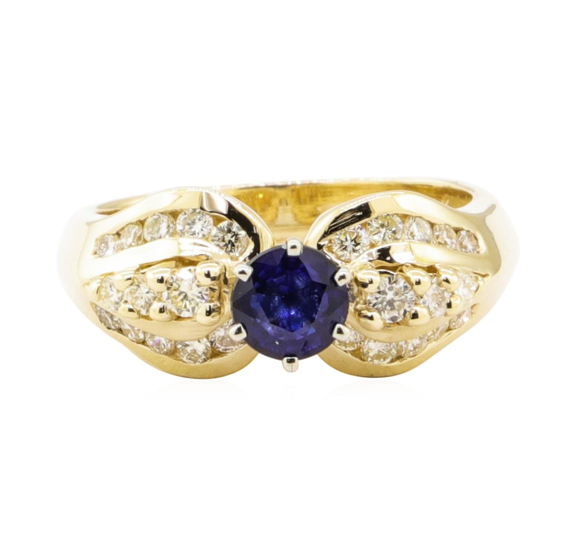 1.05 ctw Blue Sapphire And Diamond Ring - 14KT Yellow Gold - Image 2 of 5