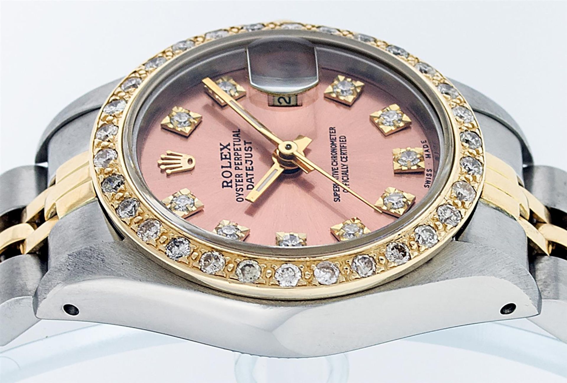 Rolex Ladies 2 Tone Salmon Diamond Oyster Perpetual Datejust Wristwatch - Image 7 of 9