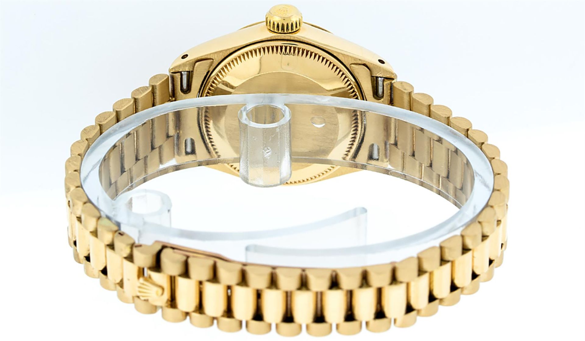 Rolex Ladies 18K Yellow Gold Mother Of Pearl Ruby Datejust President Wristwatch - Image 6 of 9