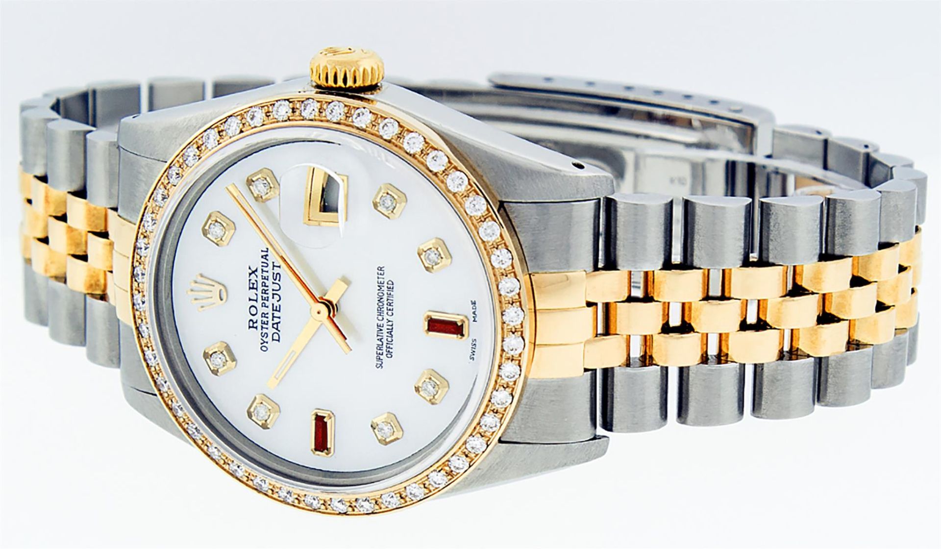 Rolex Mens 2 Tone Mother Of Pearl Diamond 36MM Oyster Perpetual Datejust - Image 3 of 9