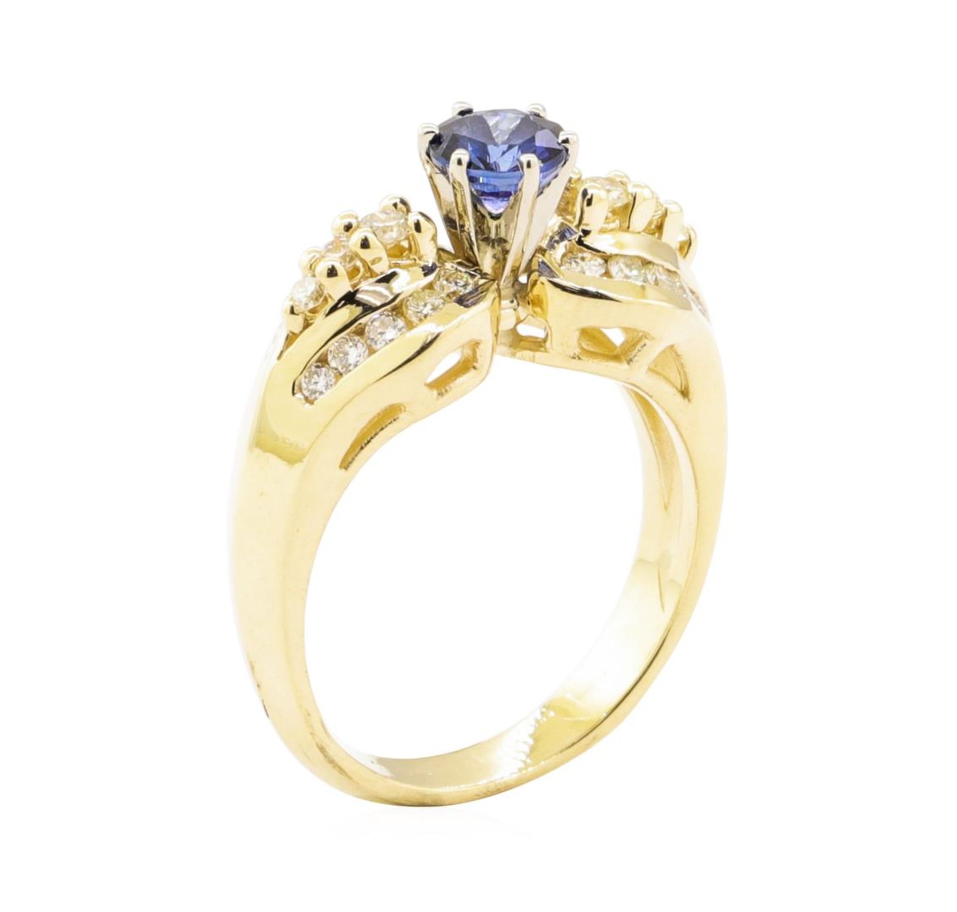 1.05 ctw Blue Sapphire And Diamond Ring - 14KT Yellow Gold - Image 4 of 5