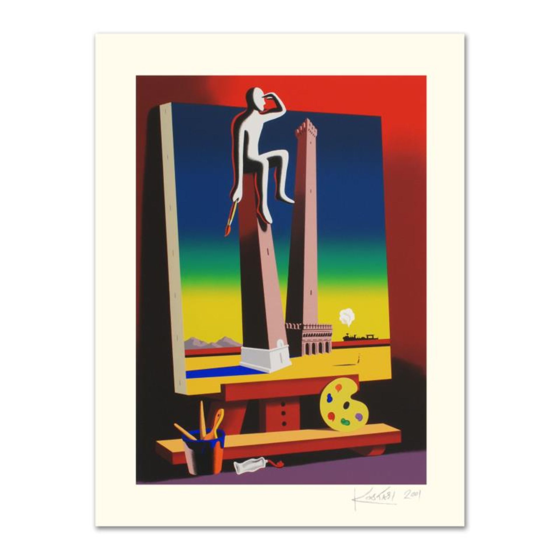 Mark Kostabi, "Loophole With A View" Limited Edition Serigraph, Numbered and Han