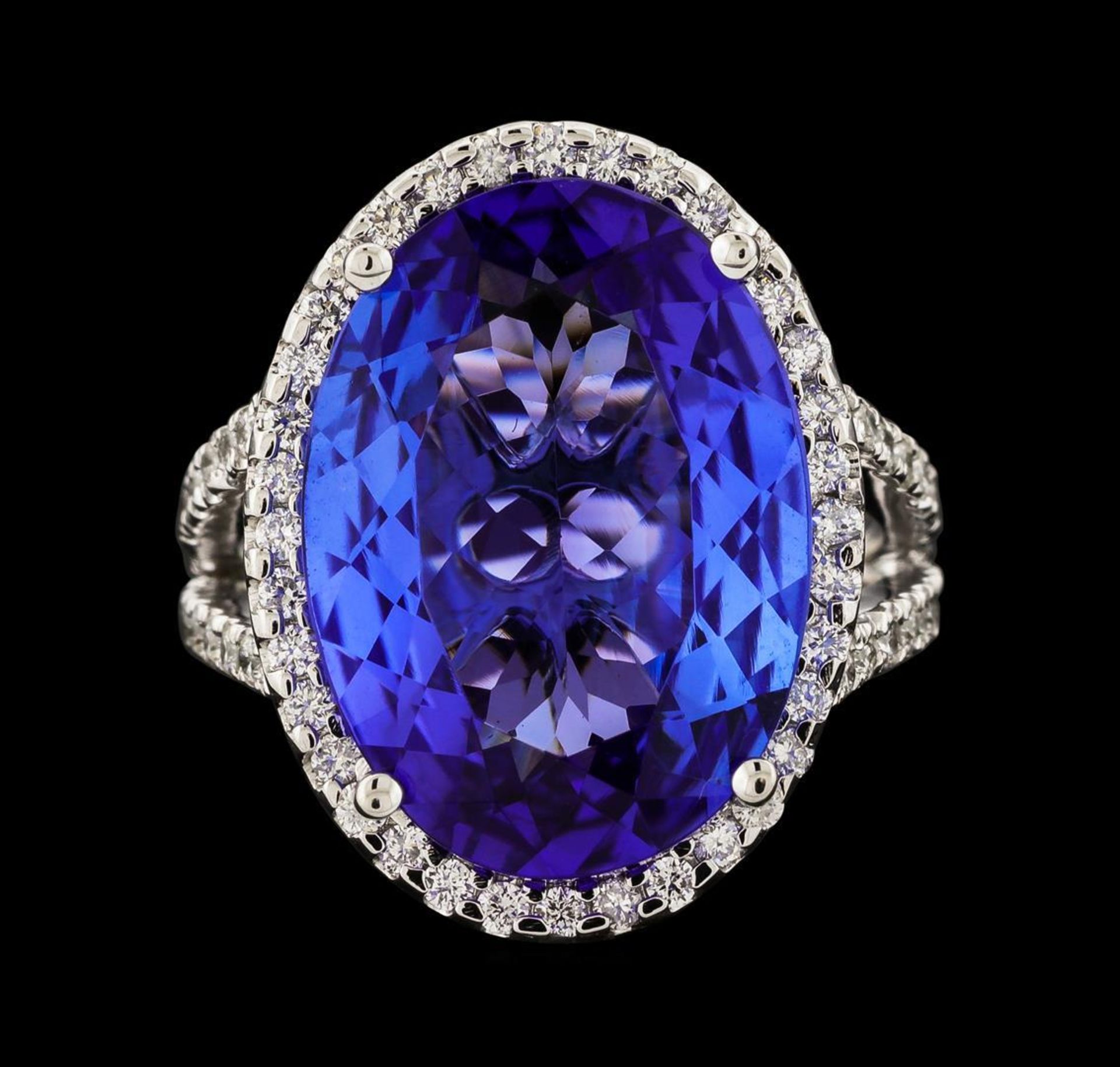 10.86 ctw Tanzanite and Diamond Ring - 14KT White Gold - Image 2 of 5