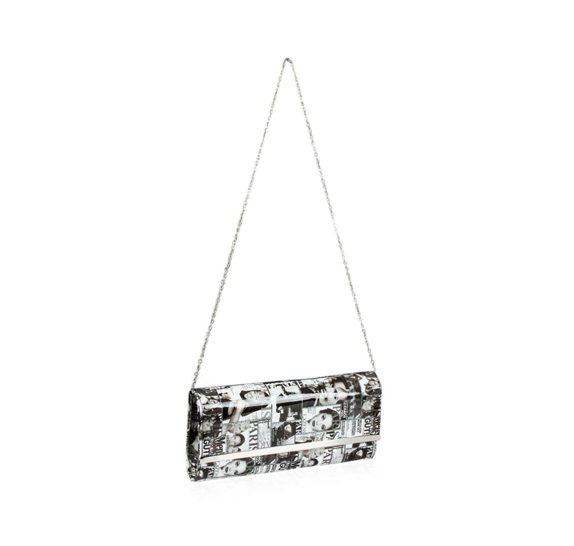 Black and White Fashionista Patent Oversized Clutch - Image 3 of 3