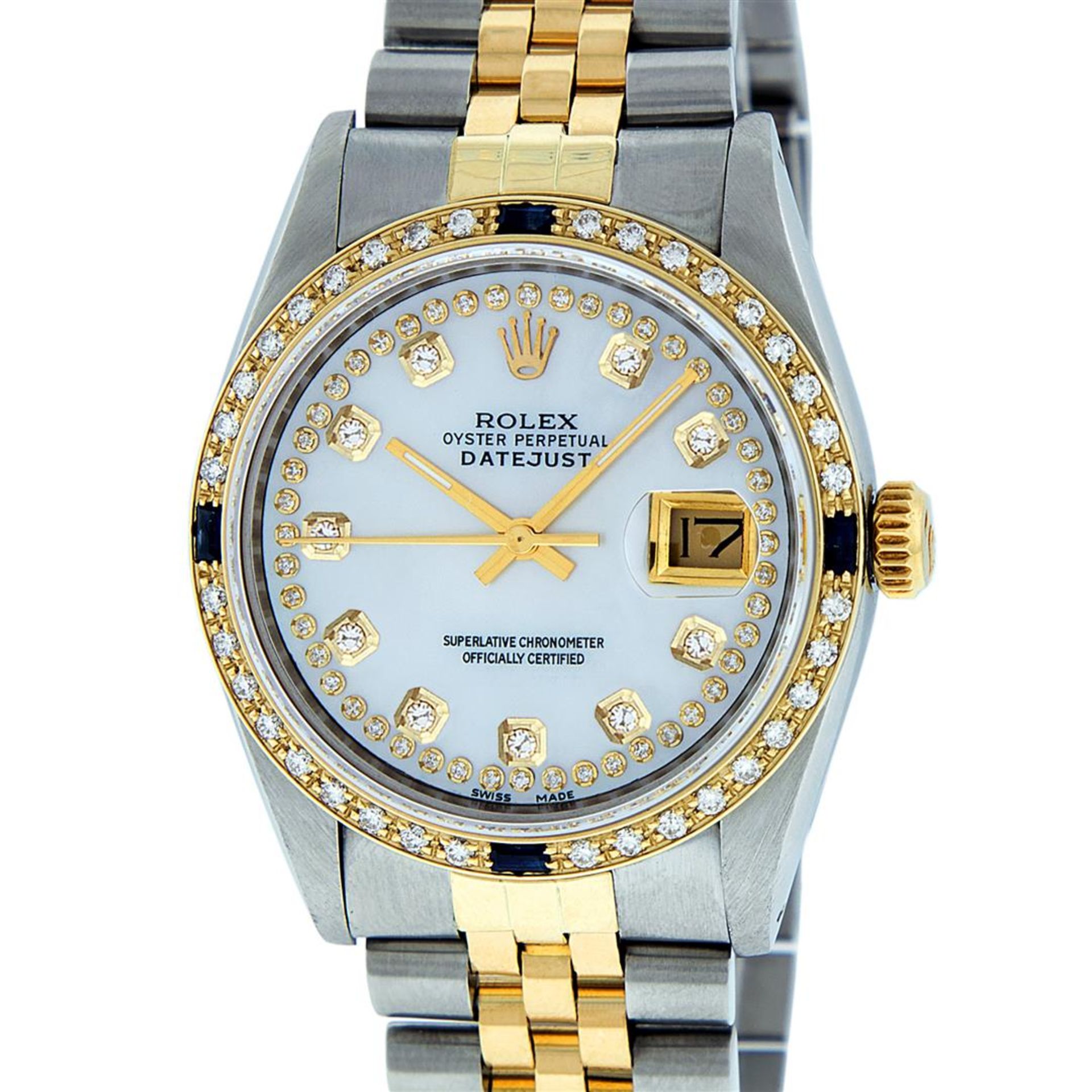 Rolex Mens 2 Tone MOP String Diamond & Sapphire 36MM Oyster Perpetual Datejust - Image 2 of 9