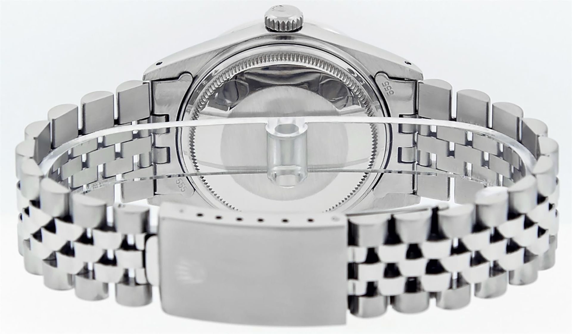 Rolex Mens Stainless Steel Black Baguette Diamond Dial & Sapphire Datejust Wrist - Image 7 of 9