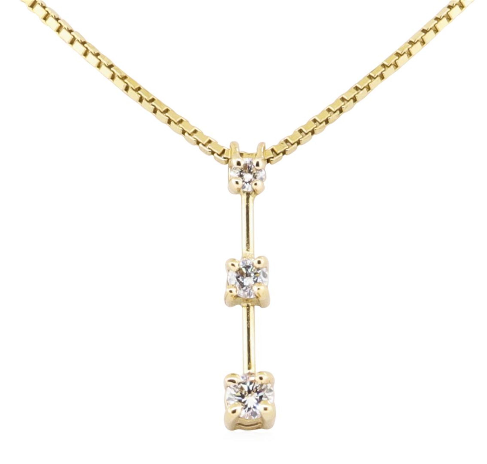 0.25 ctw Past, Present, Future Diamond Three Stone Pendant with Chain - 14KT Yel - Image 2 of 2