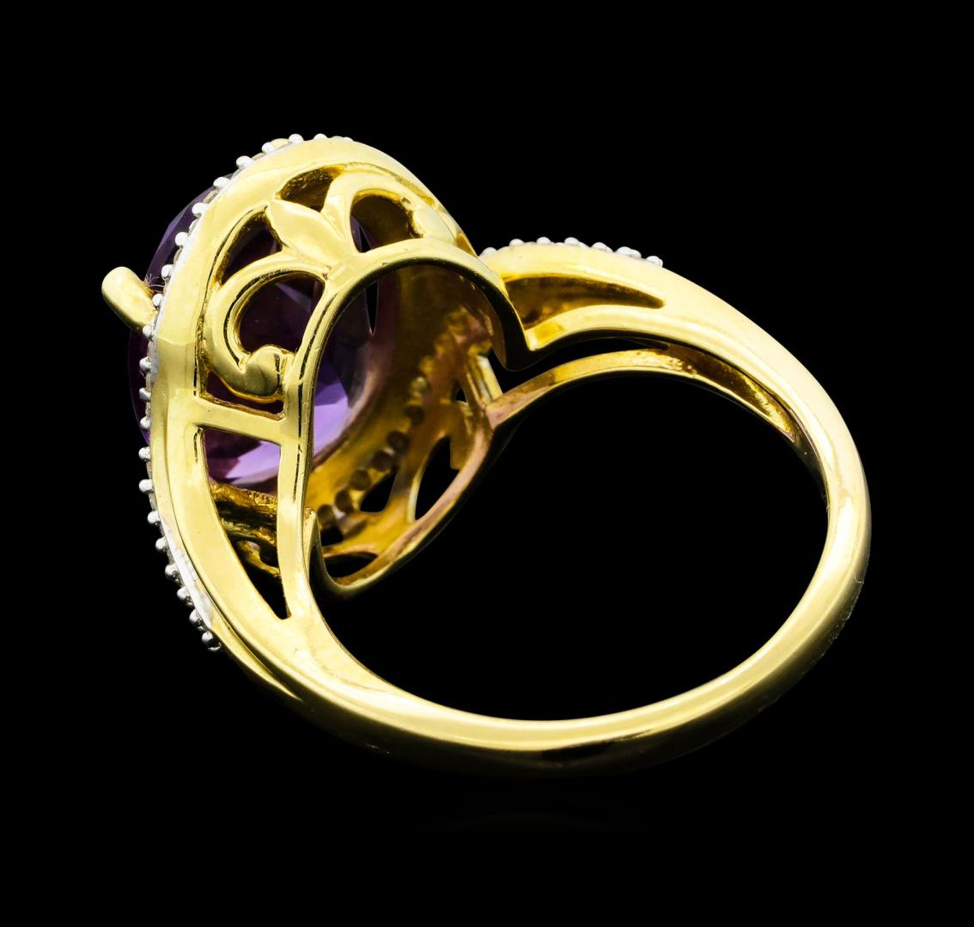 4.90 ctw Amethyst And Diamond Ring - 14KT Yellow Gold - Image 3 of 5