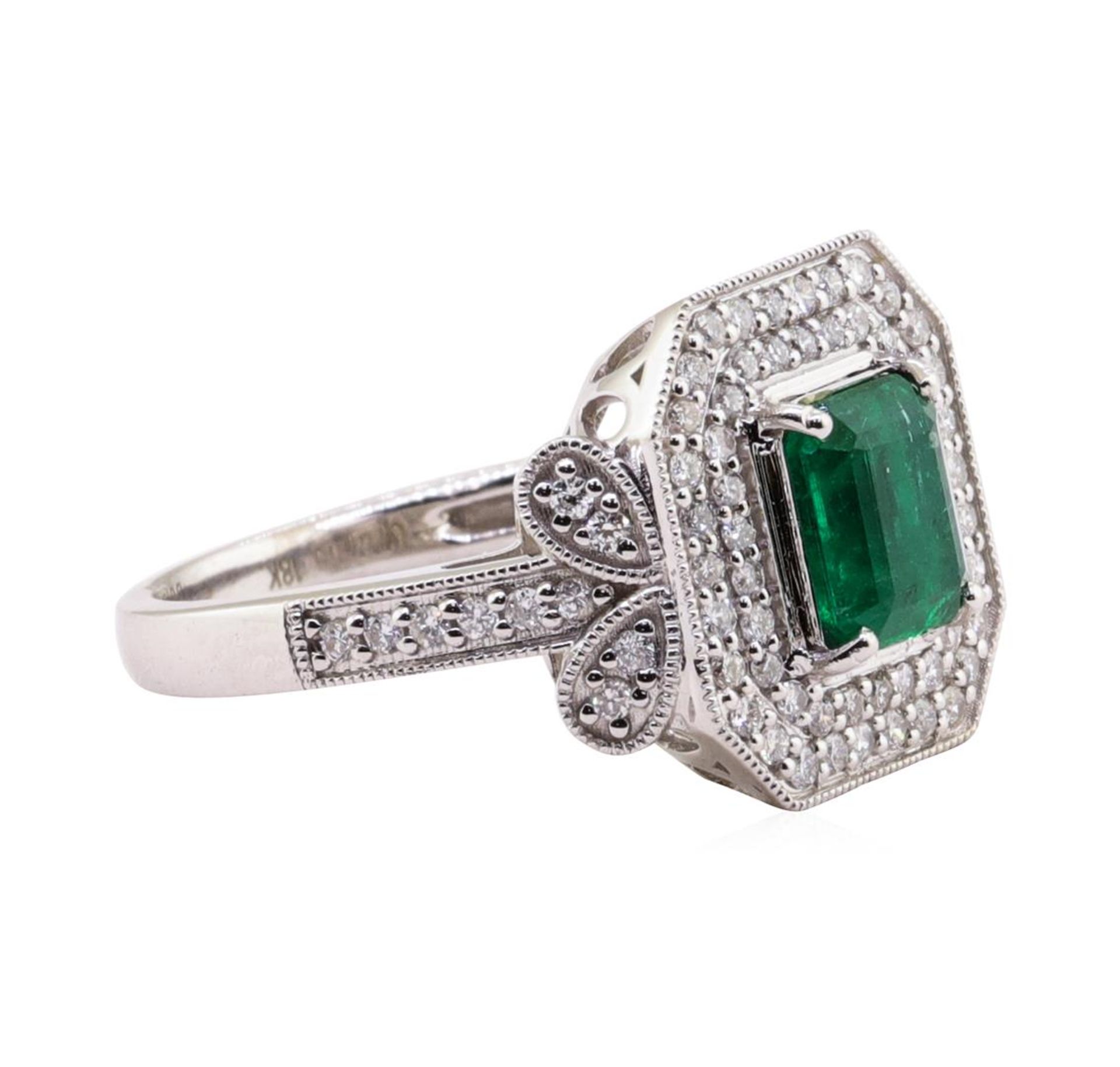1.15 ctw Emerald and Diamond Ring - 18KT White Gold - Image 2 of 5