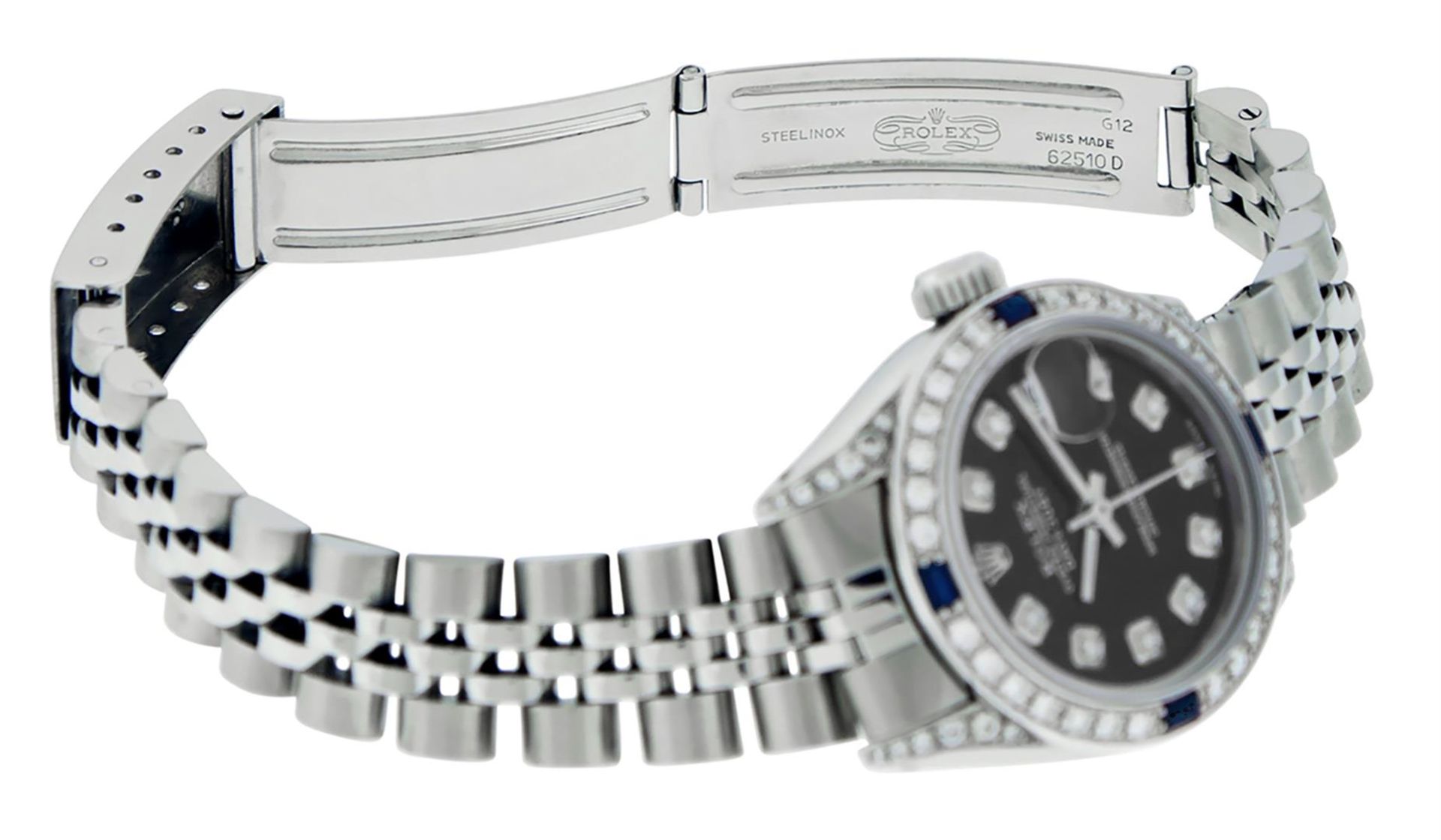 Rolex Ladies Stainless Steel Black Diamond Lugs & Sapphire Datejust 26MM - Image 9 of 9