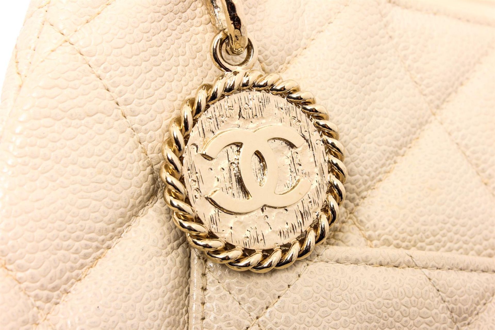 Chanel Cream Caviar Leather Reissue Medallion Tote - Image 7 of 7