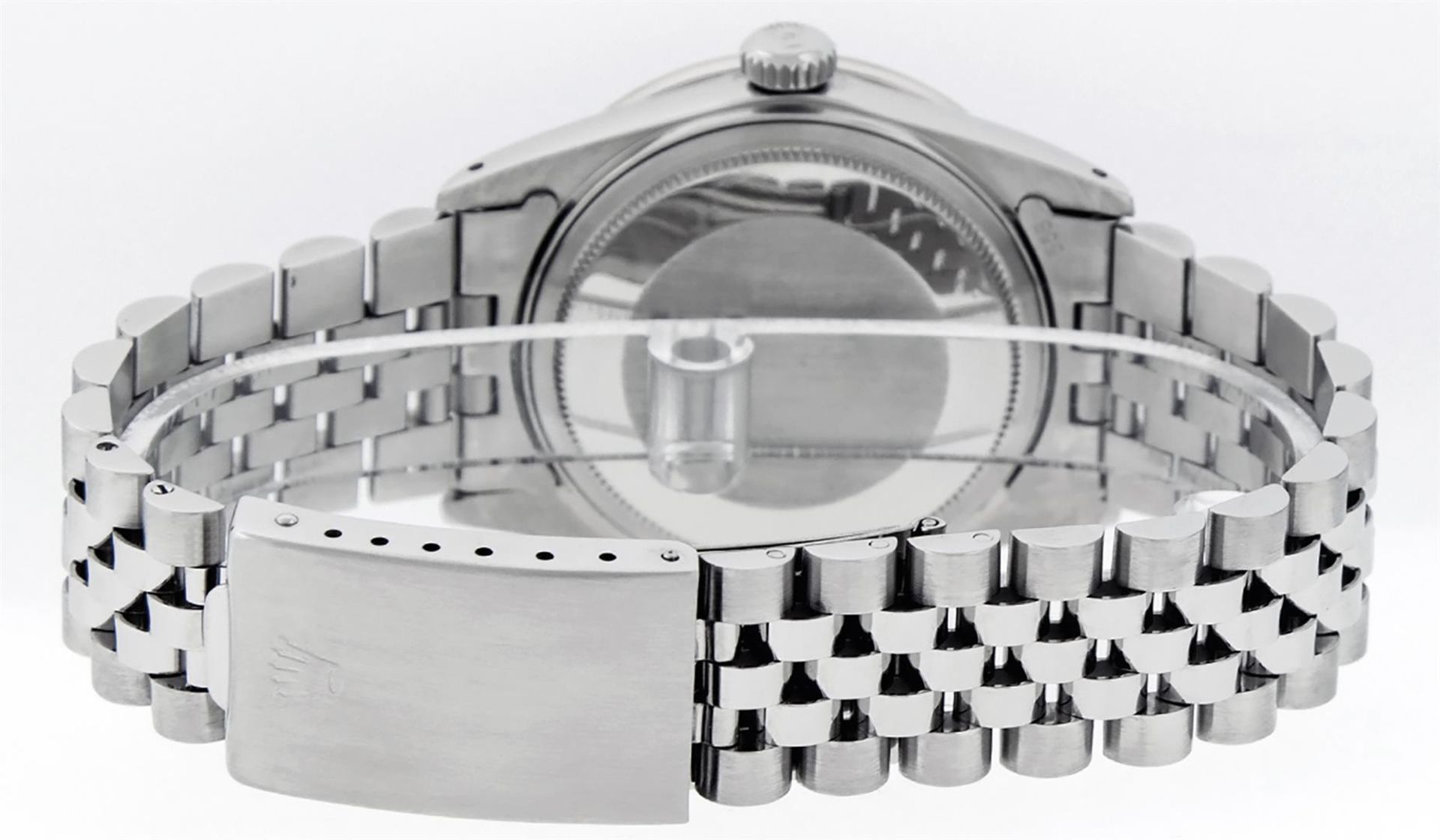 Rolex Mens Stainless Steel Diamond Lugs Black Diamond & Sapphire Datejust Wristw - Image 8 of 9
