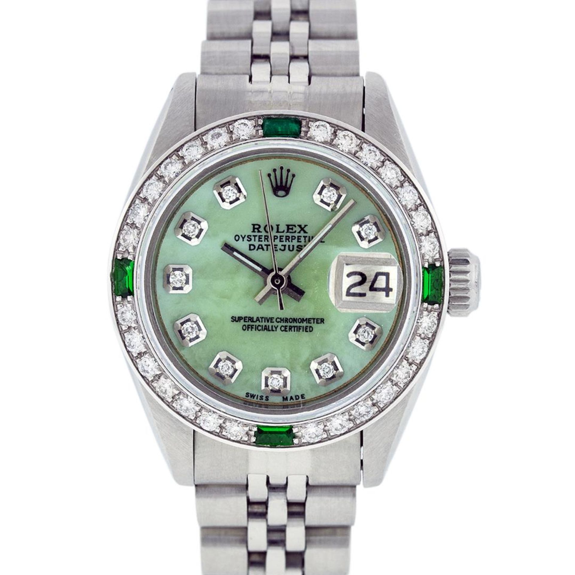Rolex Ladies Stainless Steel Green MOP Diamond Datejust Wristwatch - Image 2 of 9