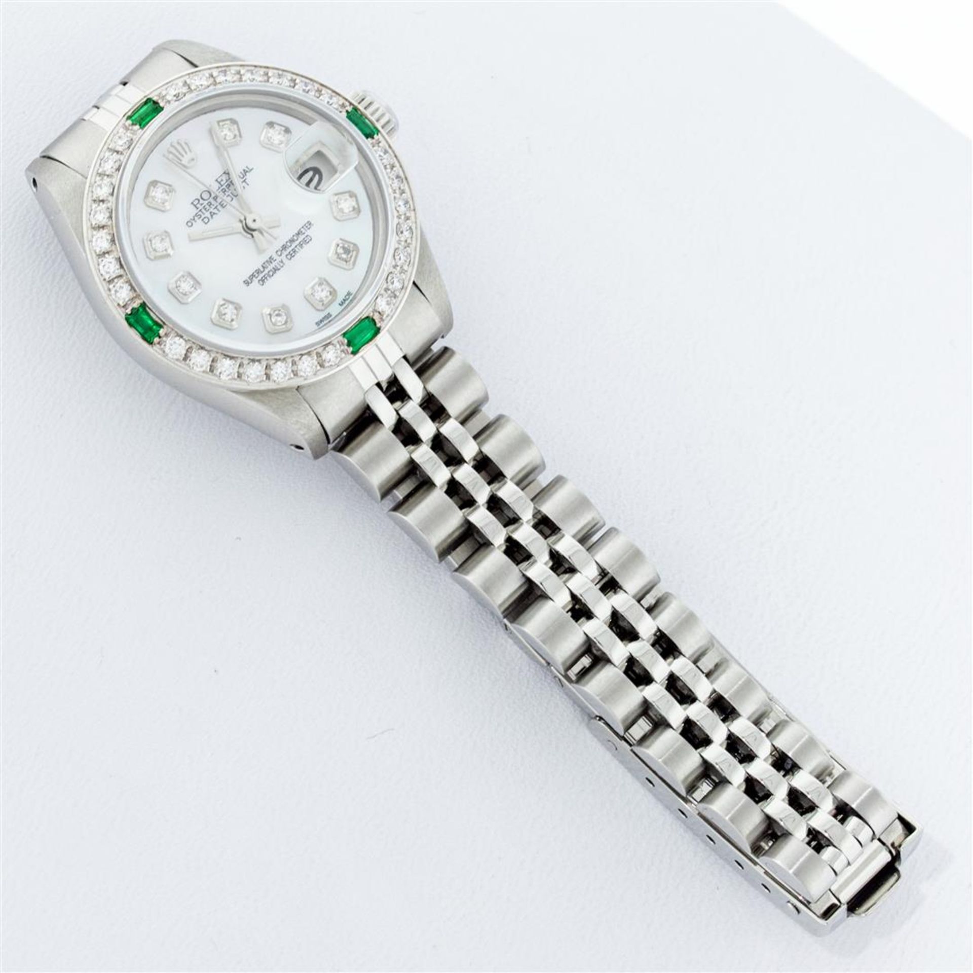 Rolex Ladies Stainless Steel Mother Of Pearl Diamond 26MM Datejust Wristwatch - Image 5 of 9
