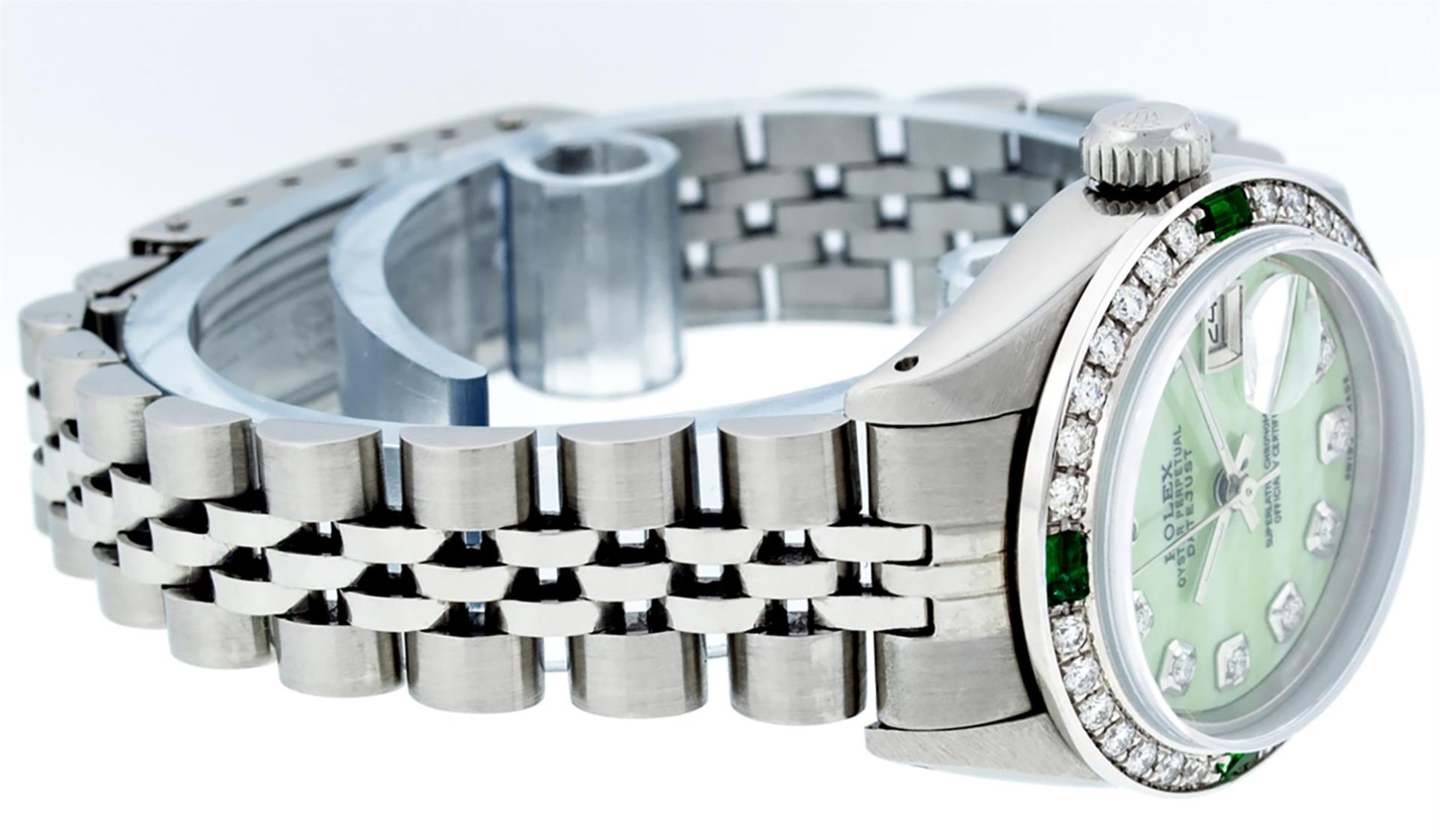 Rolex Ladies Stainless Steel Green MOP Diamond Datejust Wristwatch - Image 4 of 9