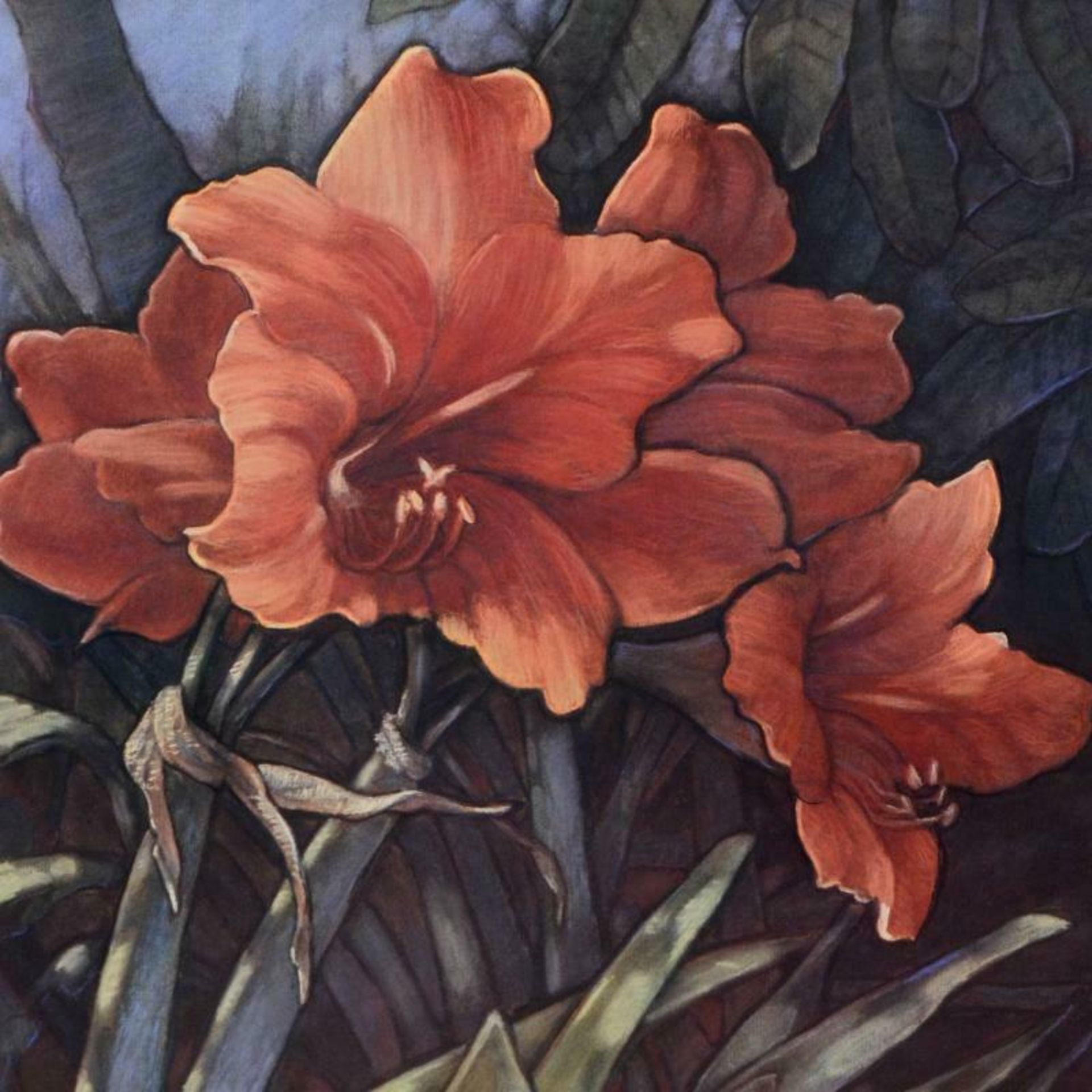 Diane Garrick Scholze, "Paradise Garden-Amaryllis" Limited Edition Lithograph, N - Image 2 of 2