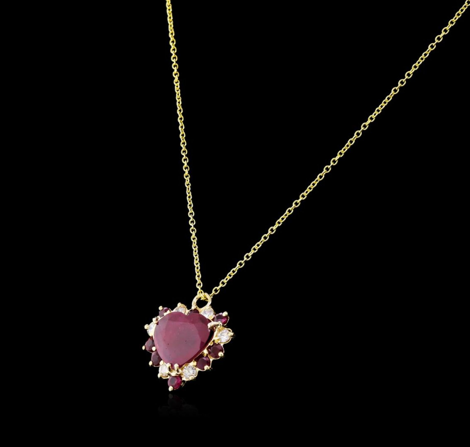 5.29 ctw Ruby and Diamond Pendant - 14KT Yellow Gold - Image 2 of 3