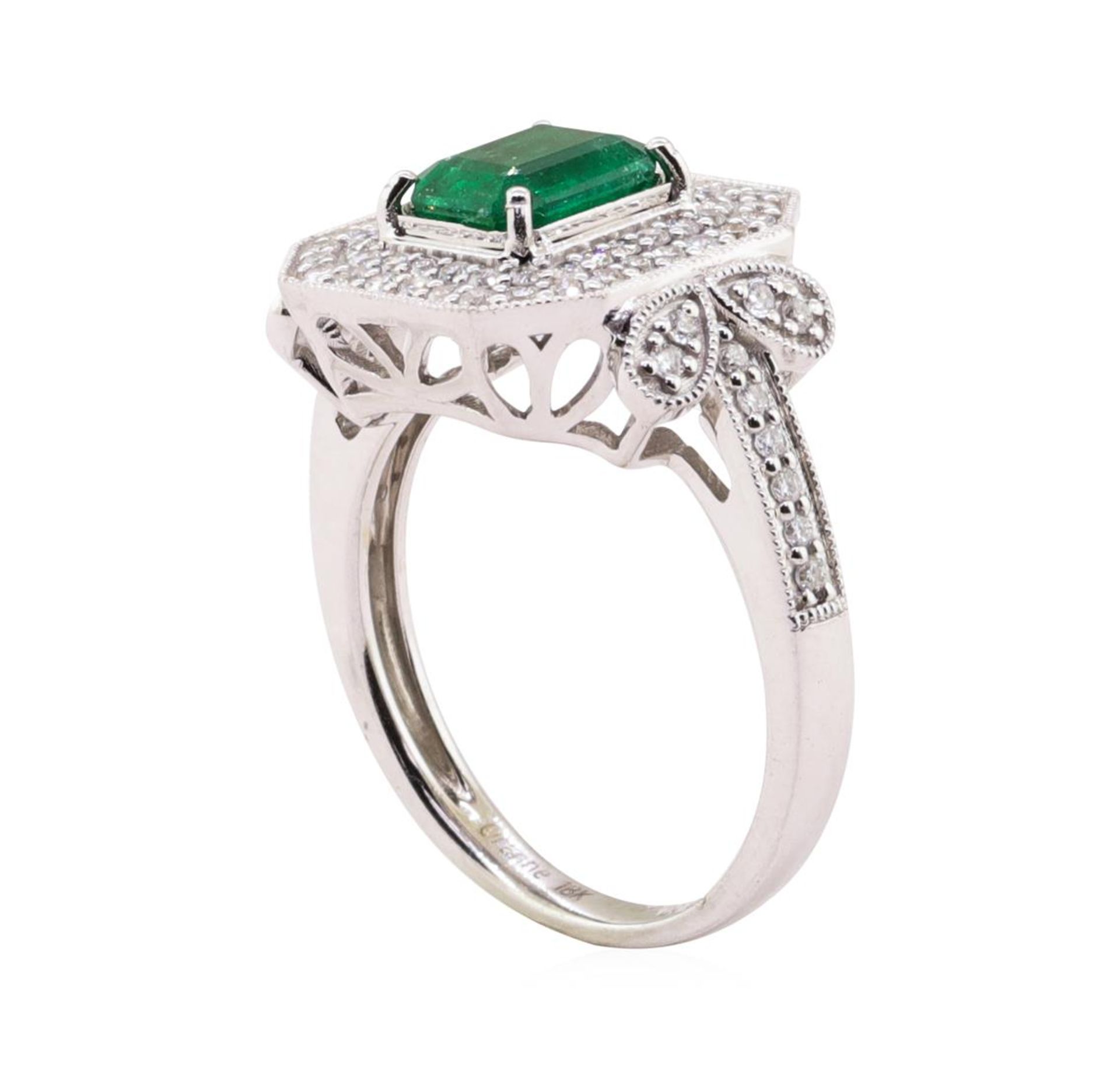 1.15 ctw Emerald and Diamond Ring - 18KT White Gold - Image 4 of 5