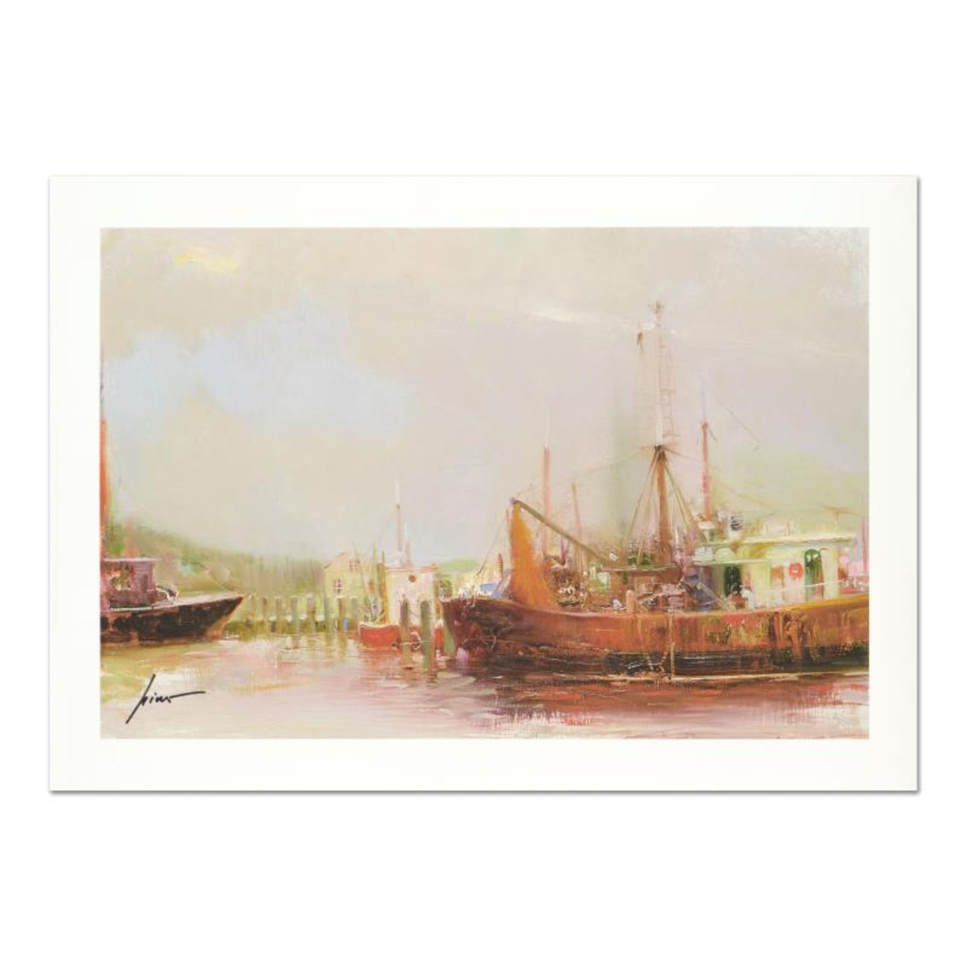 Pino (1931-2010), "At The Dock" Limited Edition on Canvas, Numbered and Hand Sig