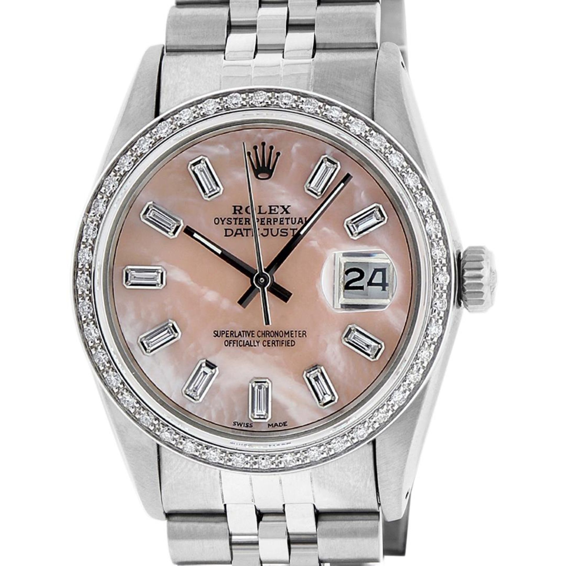 Rolex Mens Stainless Steel Baguette Diamond 36MM Datejust Wristwatch - Image 2 of 9