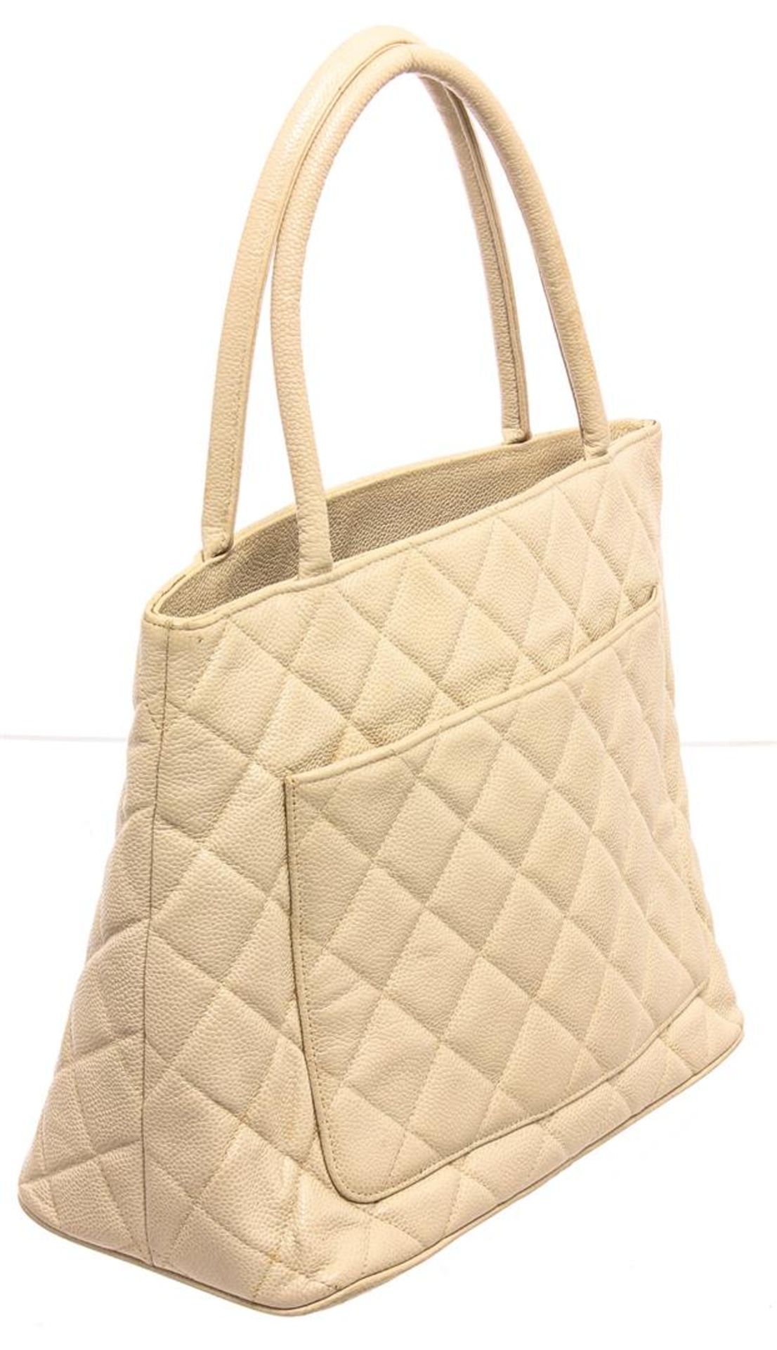 Chanel Cream Caviar Leather Reissue Medallion Tote