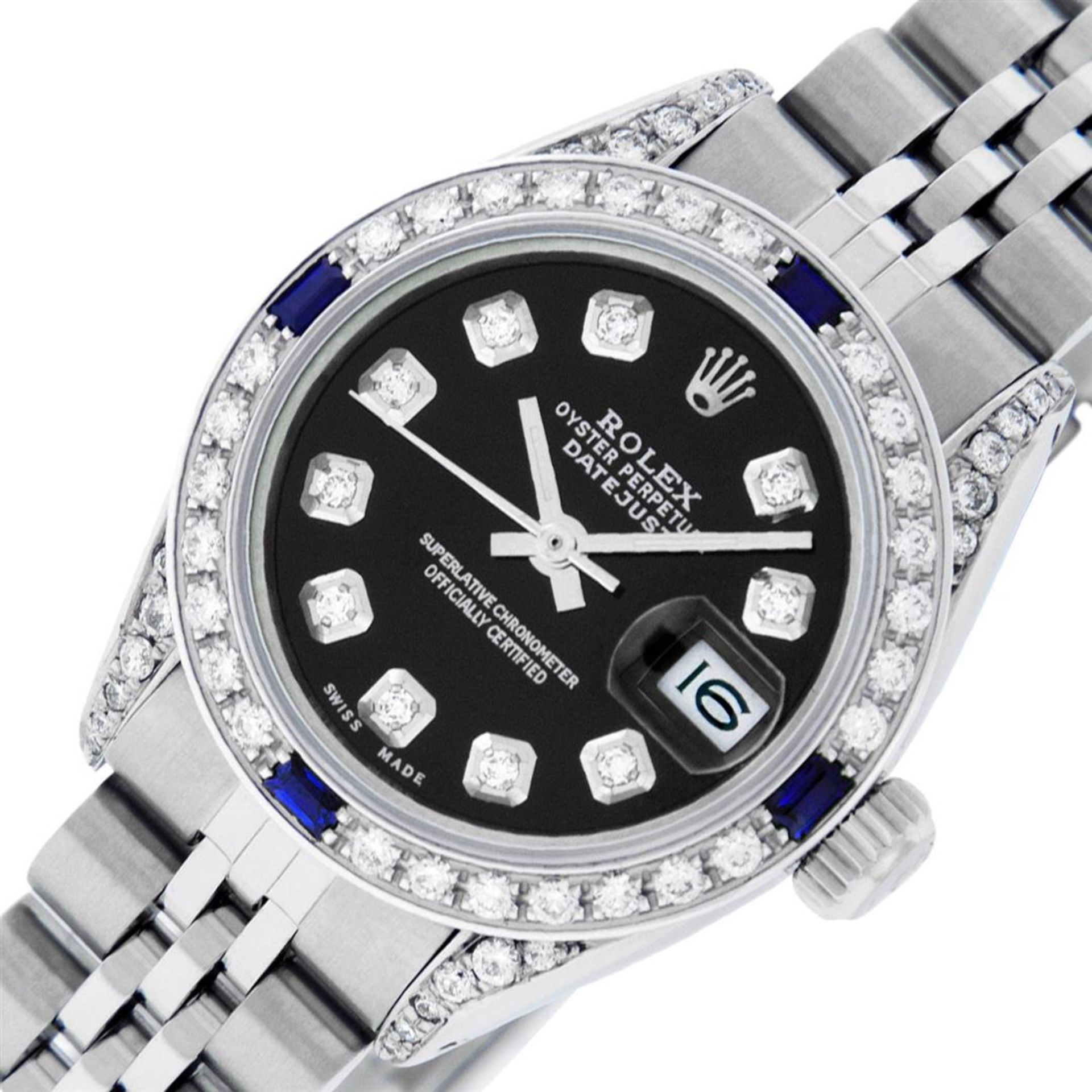 Rolex Ladies Stainless Steel Black Diamond Lugs & Sapphire Datejust 26MM - Image 2 of 9