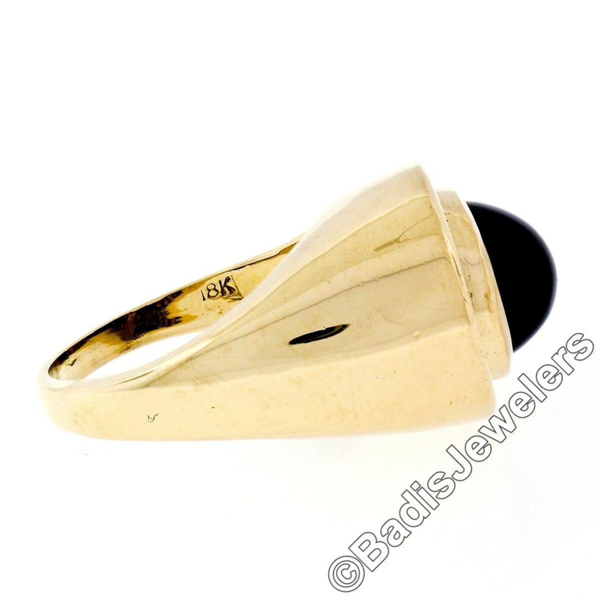 18kt Yellow Gold Pear Cabochon Black Onyx and Channel Set Diamond Ring - Image 7 of 8