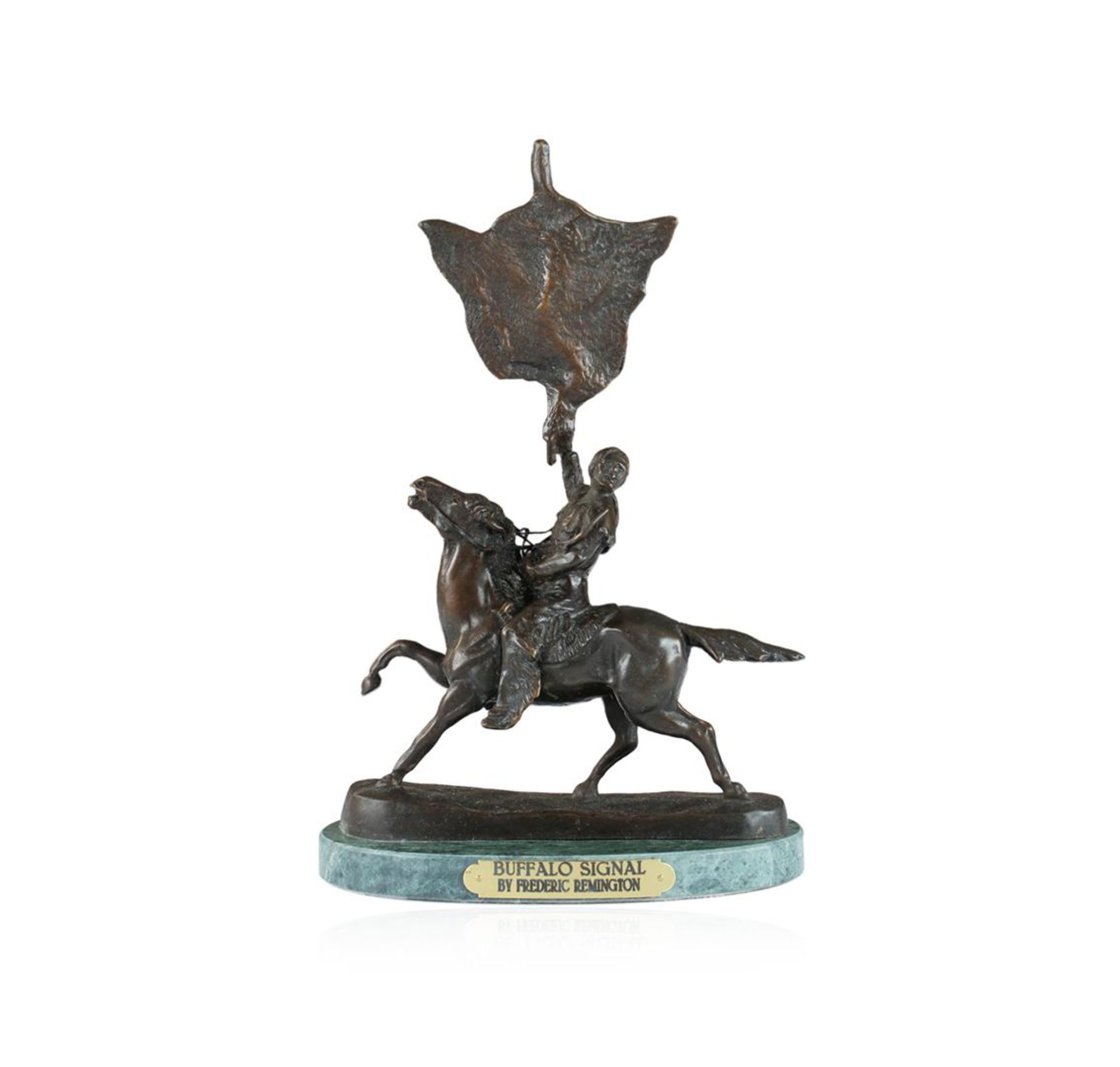 Buffalo Signal Bronze Replica By Frederic Remington - Image 2 of 3