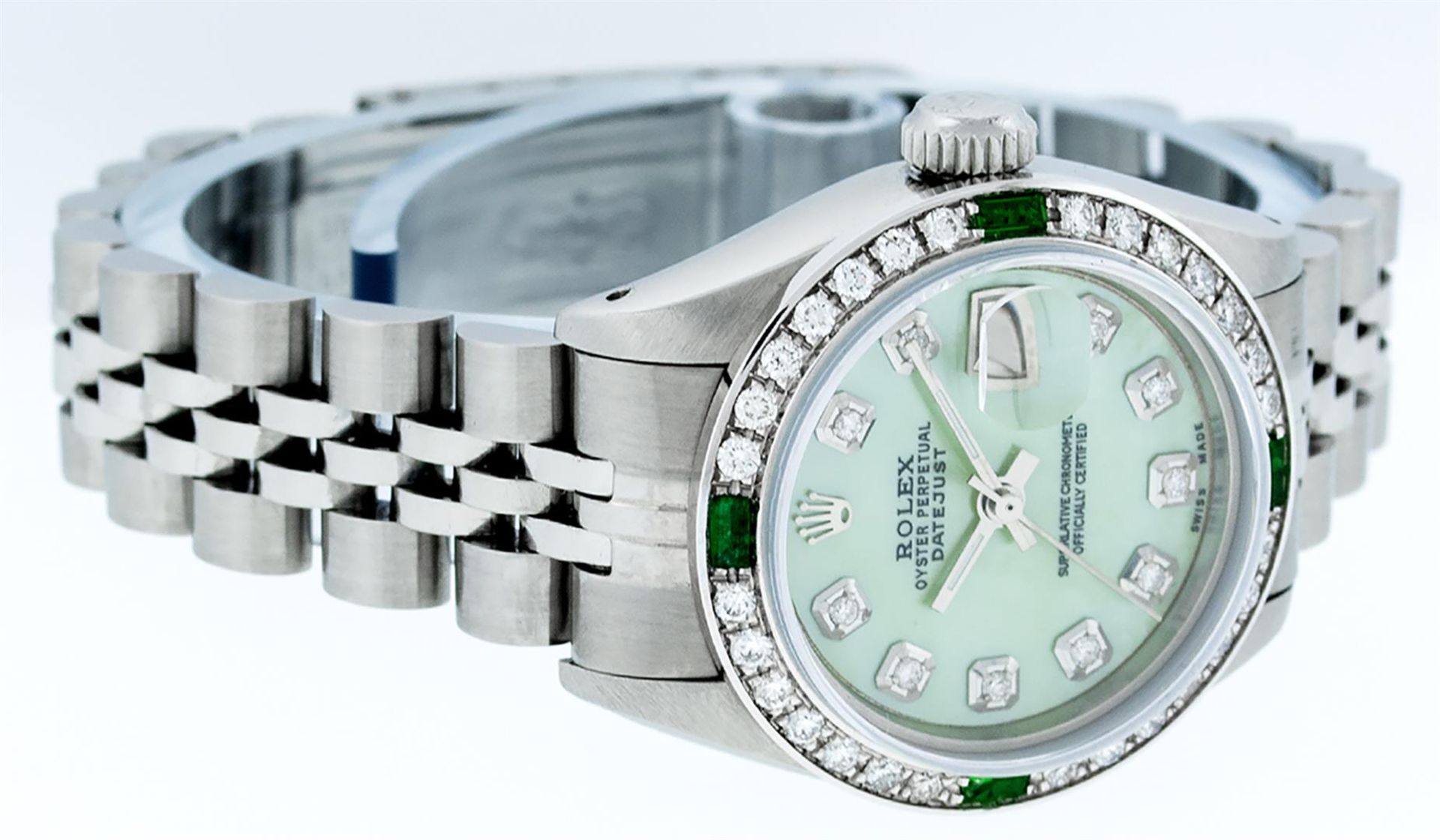 Rolex Ladies Stainless Steel Green MOP Diamond Datejust Wristwatch - Image 3 of 9