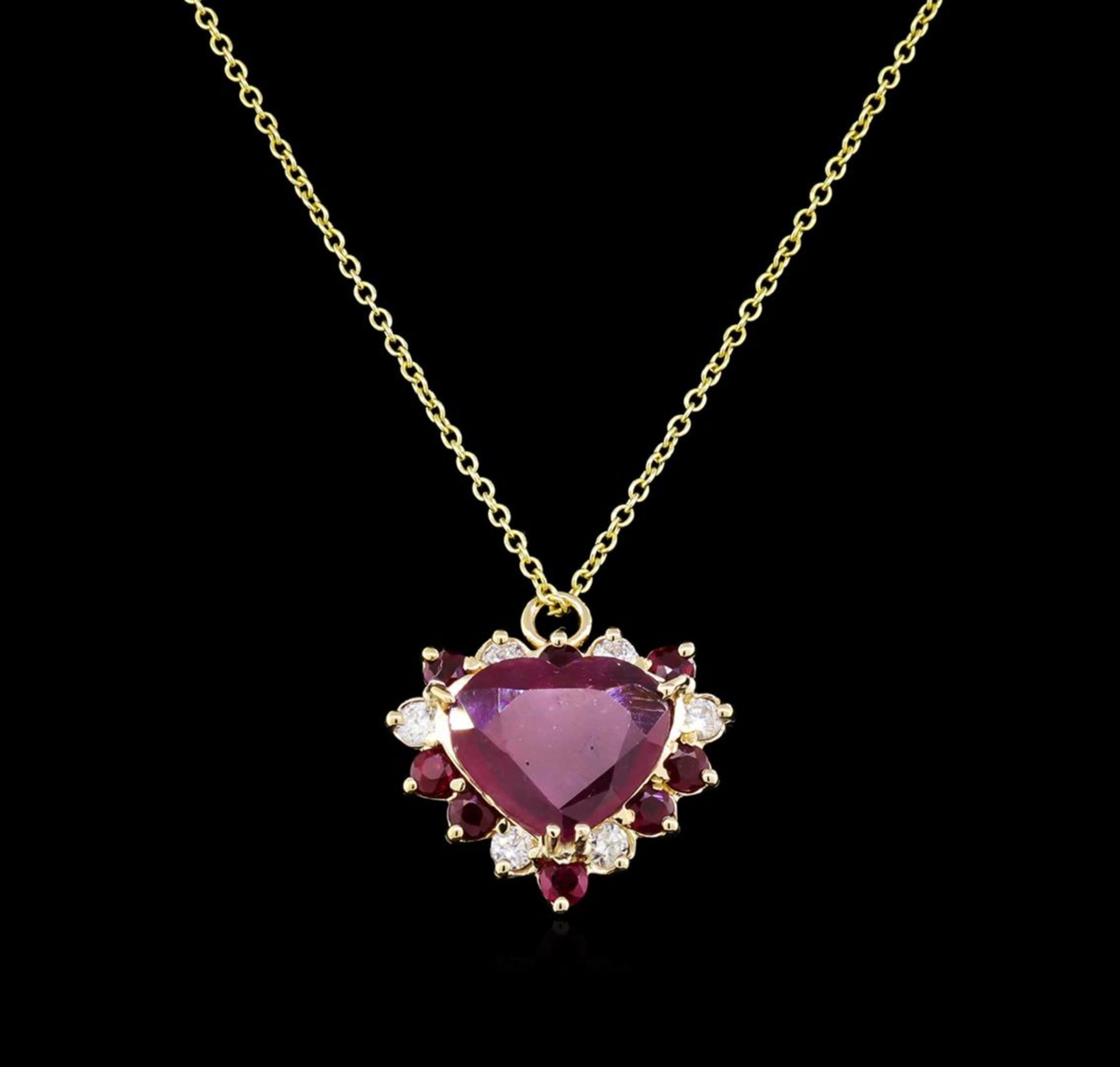 5.29 ctw Ruby and Diamond Pendant - 14KT Yellow Gold - Image 3 of 3