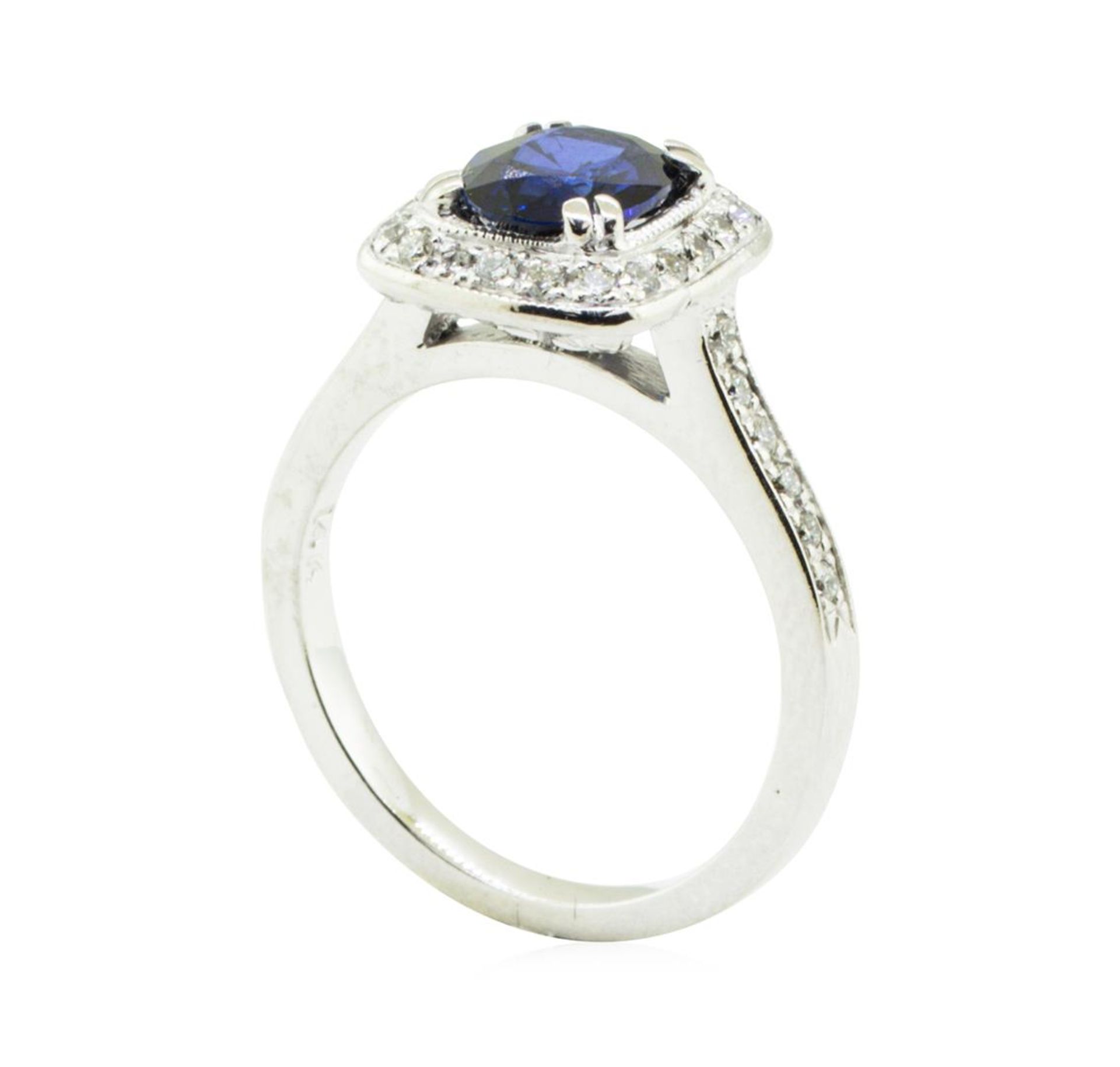 1.68 ctw Oval Brilliant Blue Sapphire And Diamond Ring - 14KT White Gold - Image 4 of 5