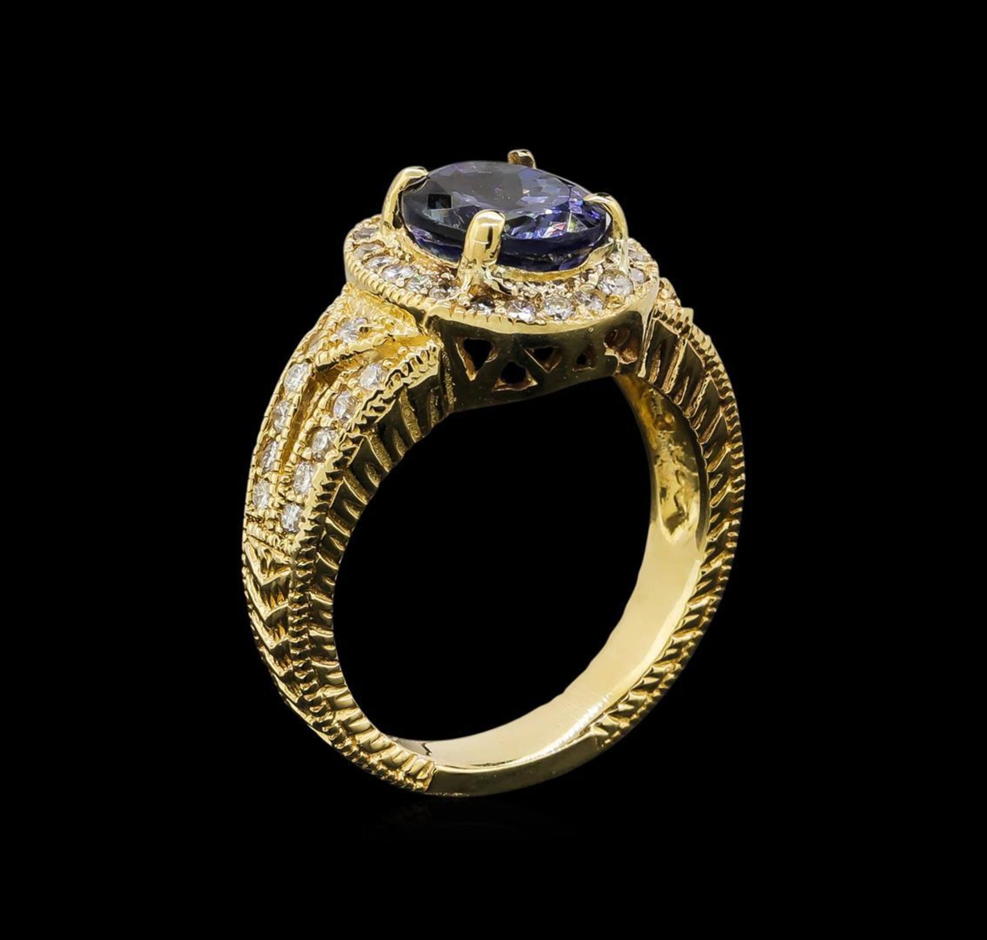 14KT Yellow Gold 2.70 ctw Tanzanite and Diamond Ring - Image 4 of 5