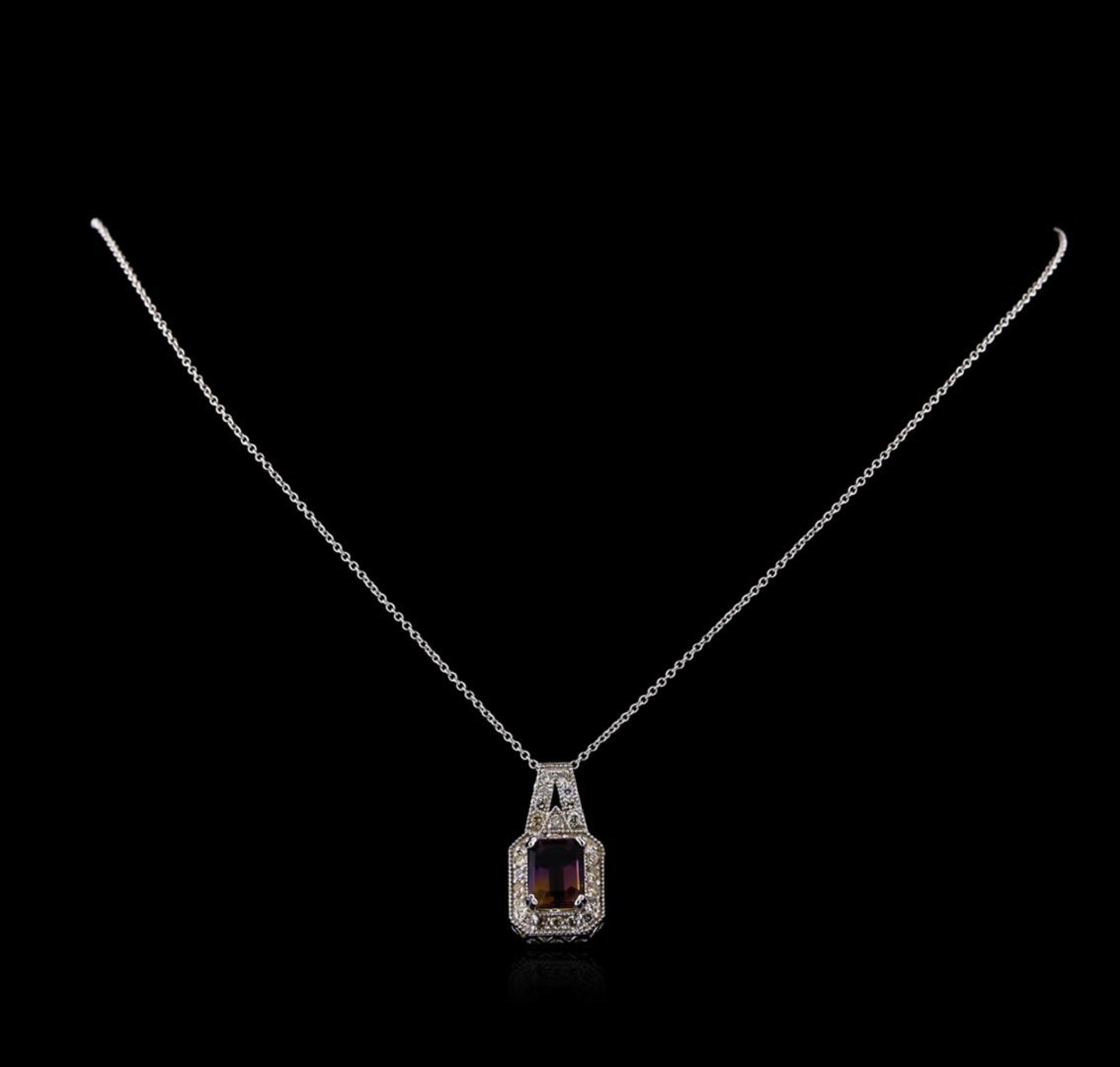 2.75 ctw Ametrine and Diamond Pendant With Chain - 14KT White Gold - Image 2 of 3