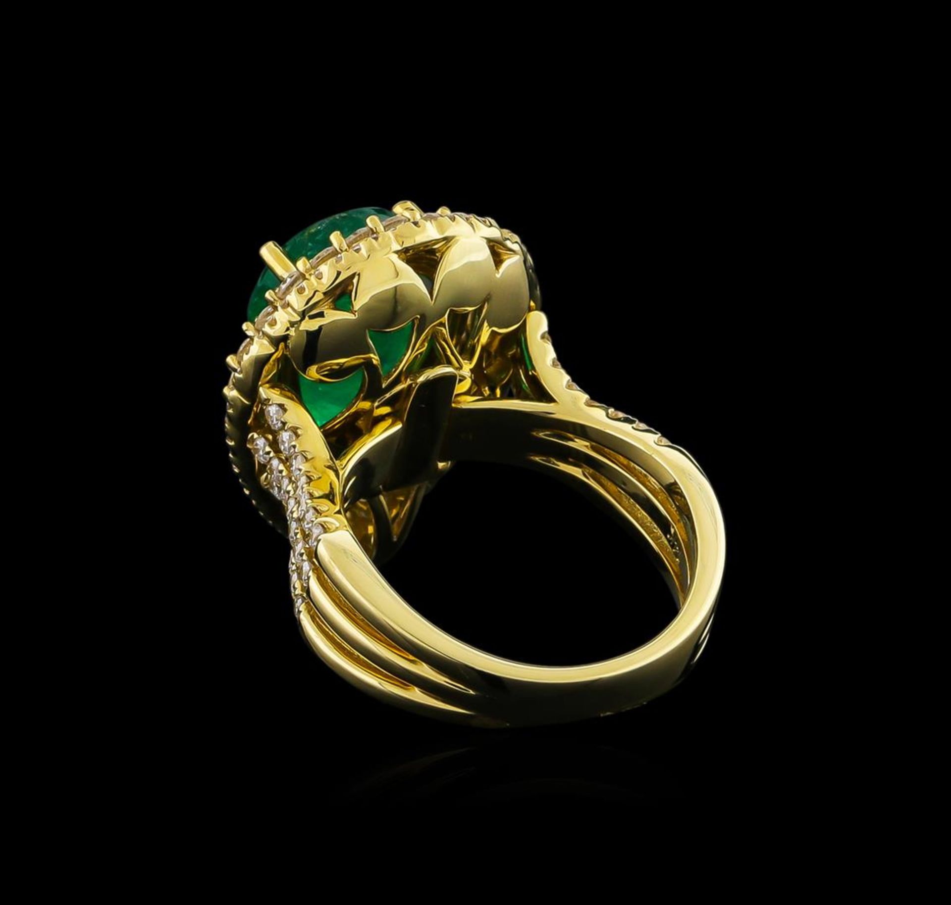 14KT Yellow Gold 4.10 ctw Emerald and Diamond Ring - Image 3 of 5