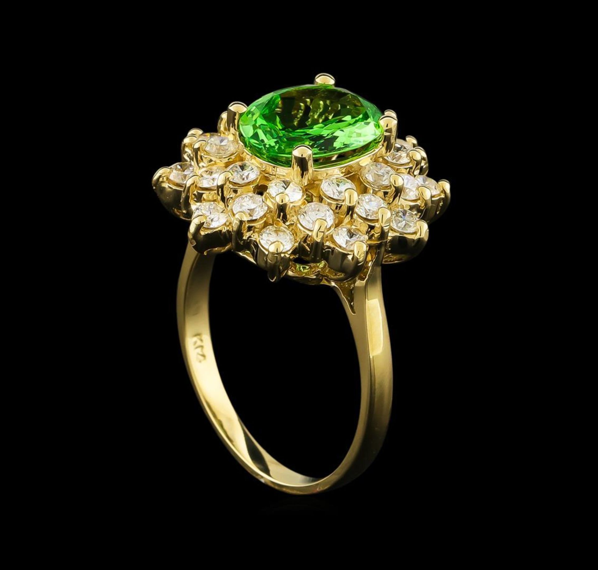 2.00 ctw Tsavorite and Diamond Ring - 14KT Yellow Gold - Image 4 of 5