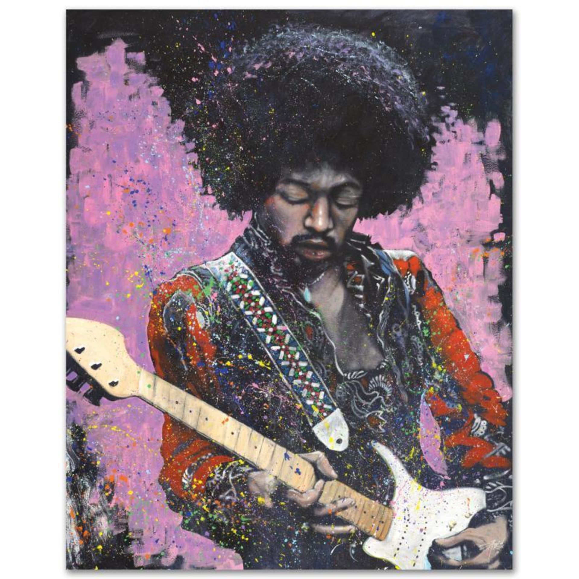 "Jimi" Limited Edition Giclee on Canvas by Stephen Fishwick, Numbered and Signed