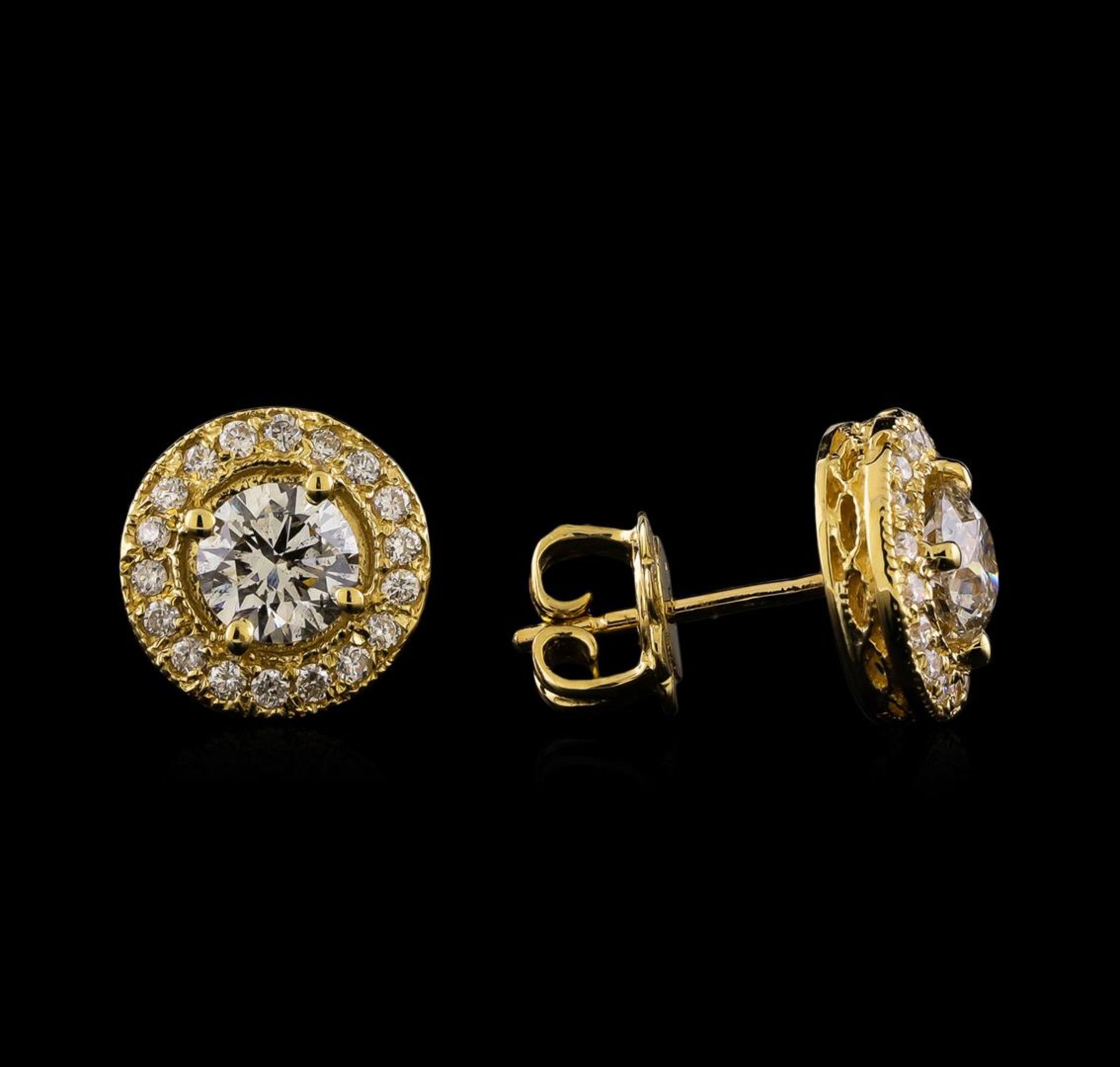 1.38 ctw Diamond Earrings - 14KT Yellow Gold - Image 2 of 3