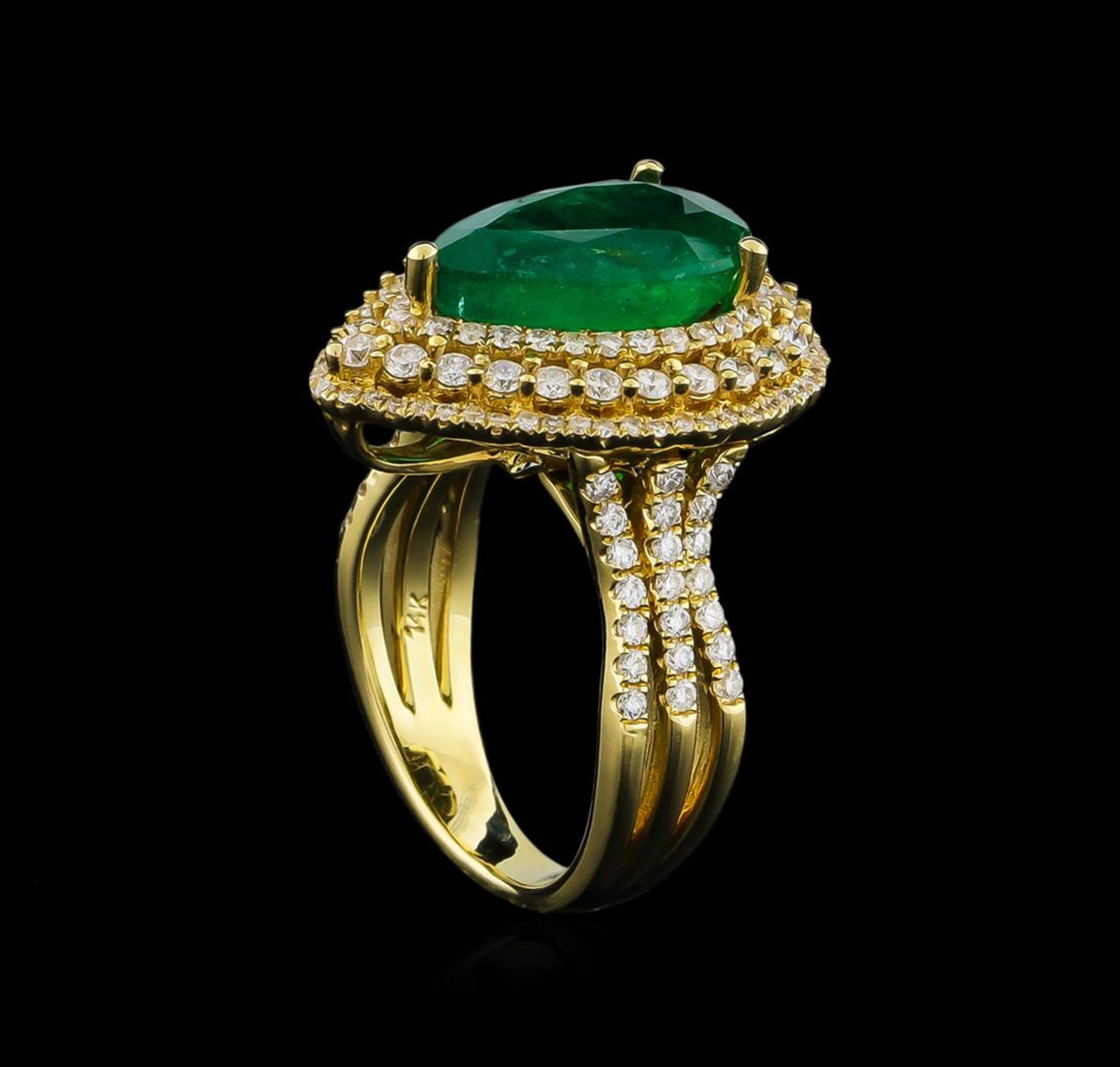 14KT Yellow Gold 4.10 ctw Emerald and Diamond Ring - Image 4 of 5