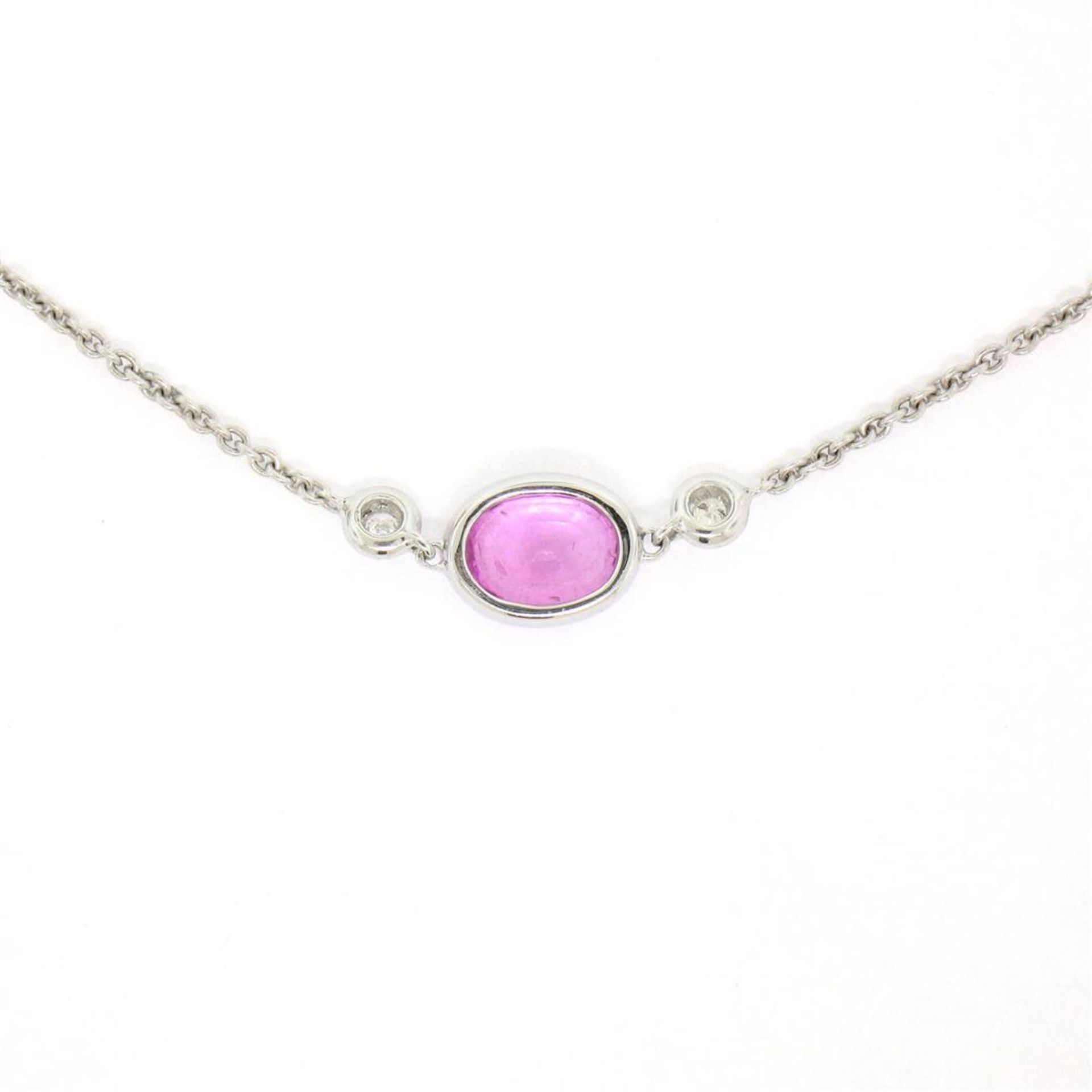 18K White Gold 16" 1.37 ctw GIA Pink Sapphire & Diamond Pendant Necklace - Image 7 of 9