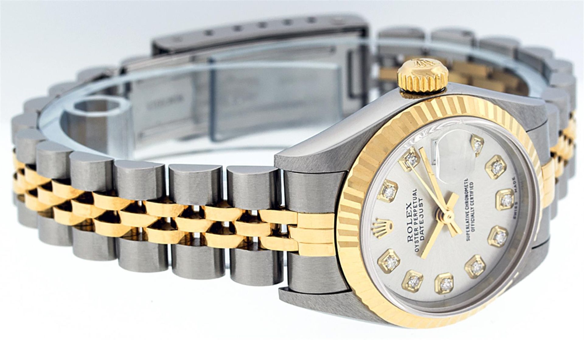Rolex Ladies Quickset 2 Tone 18K Silver Diamond Datejust Wristwatch - Image 4 of 9
