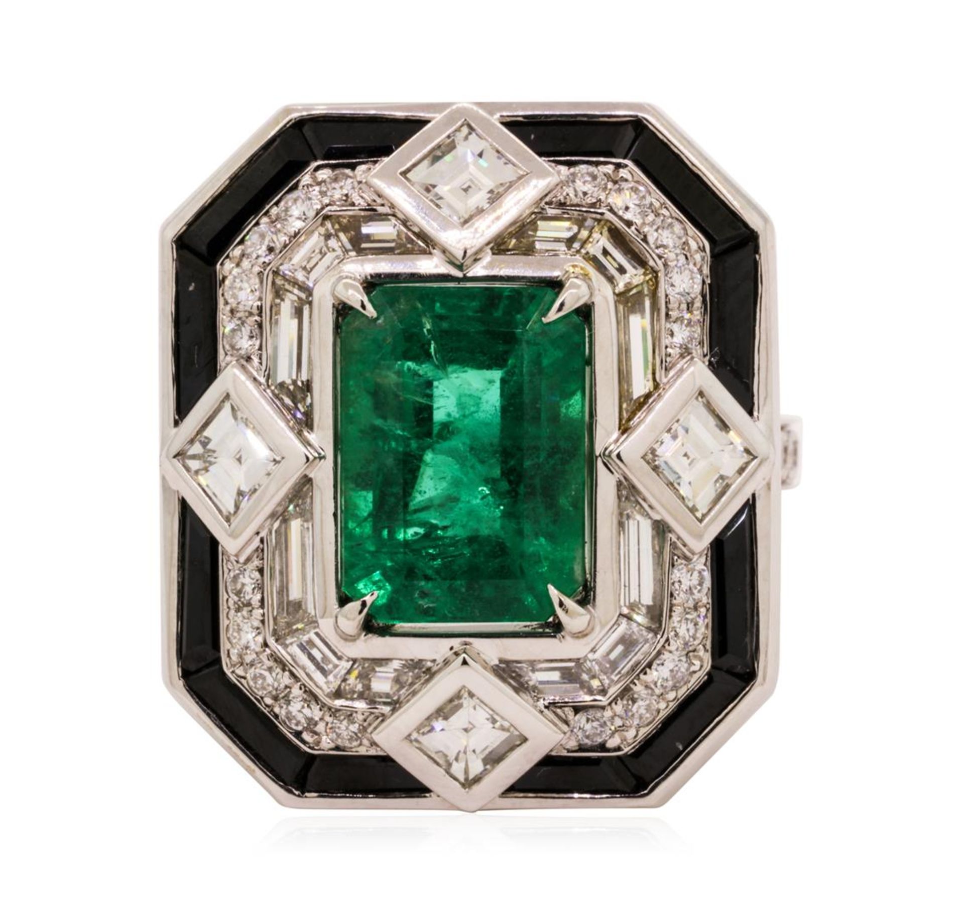 6.46 ctw Emerald and Diamond Ring - 18KT White Gold - Image 2 of 6